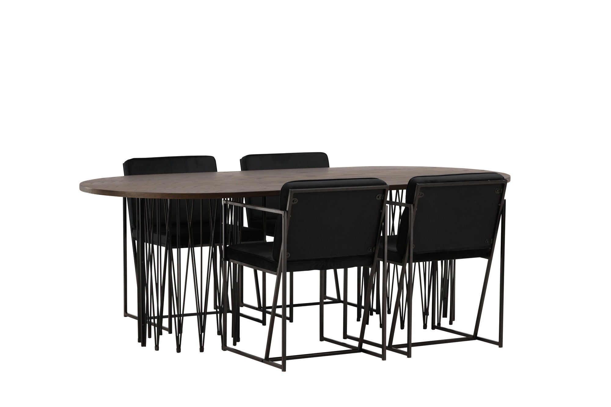 Venture Home Stone oval spisebord - Black / Mocca Veneer +Richmond Spisebordsstol - Black / Black Velvet _4