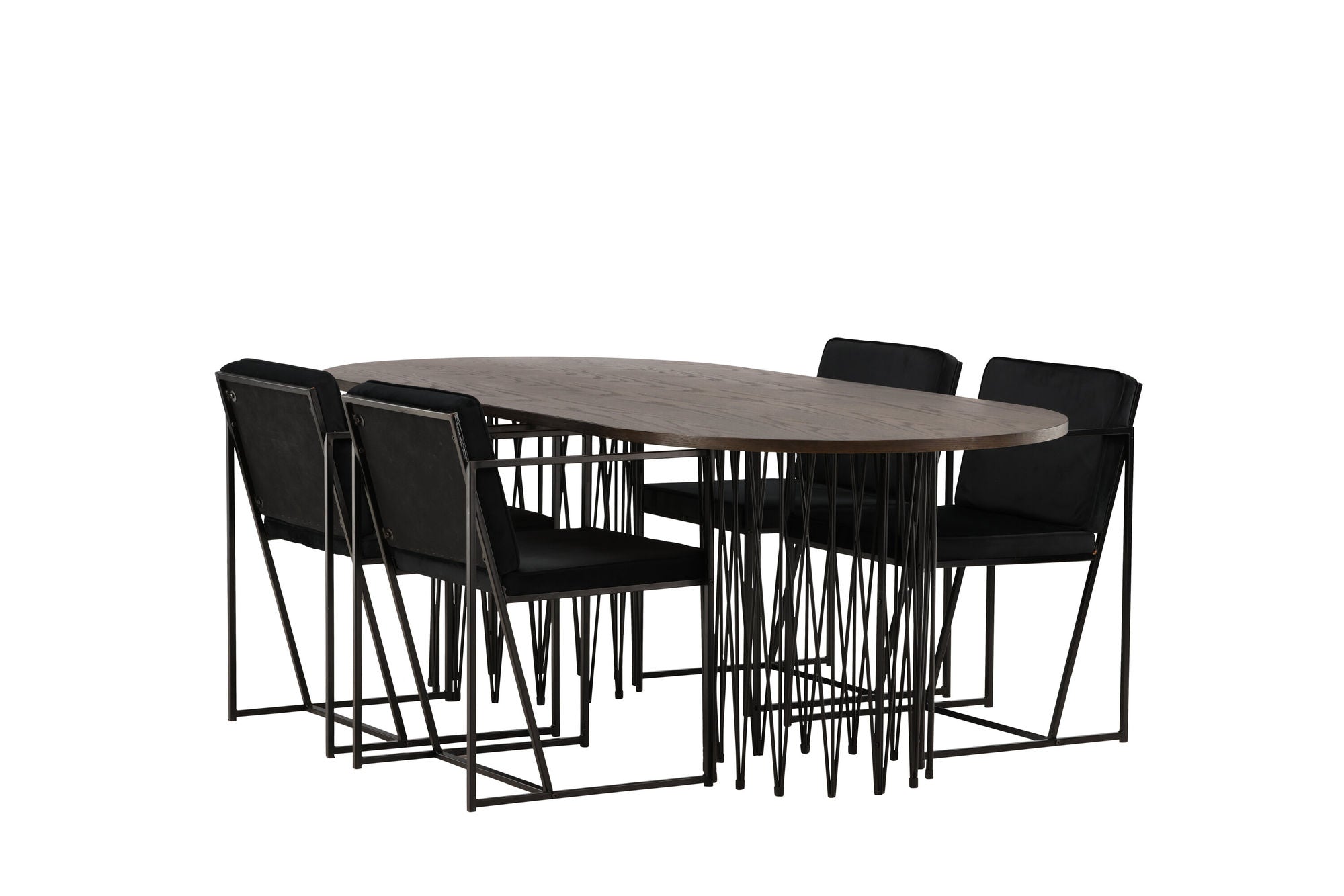 Venture Home Stone oval spisebord - Black / Mocca Veneer +Richmond Spisebordsstol - Black / Black Velvet _4
