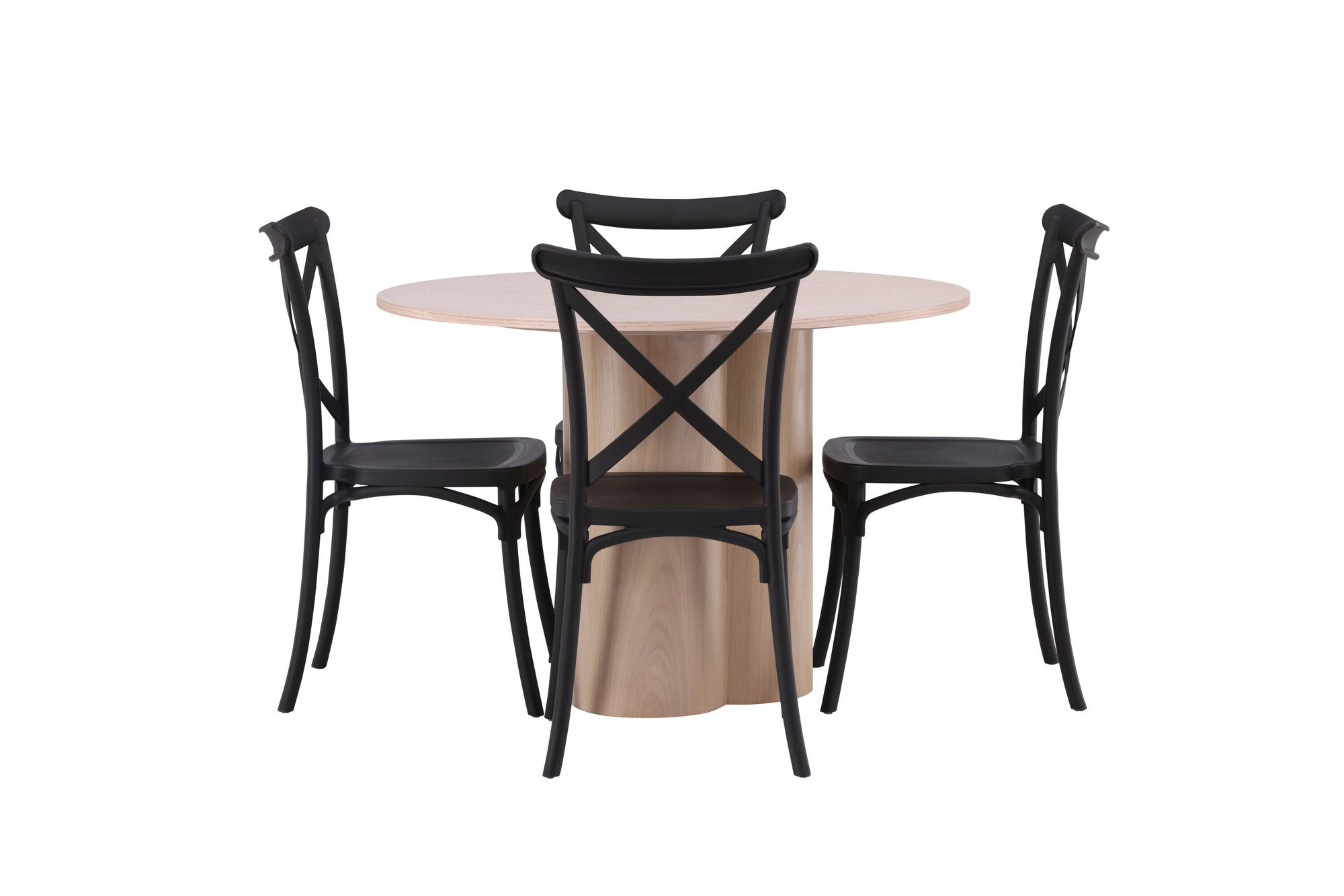 Venture Home OliviaDiningbord-WhiteWashVeneer+CrosettDiningstol-MatteBlack/MatteBlackPlastic_4