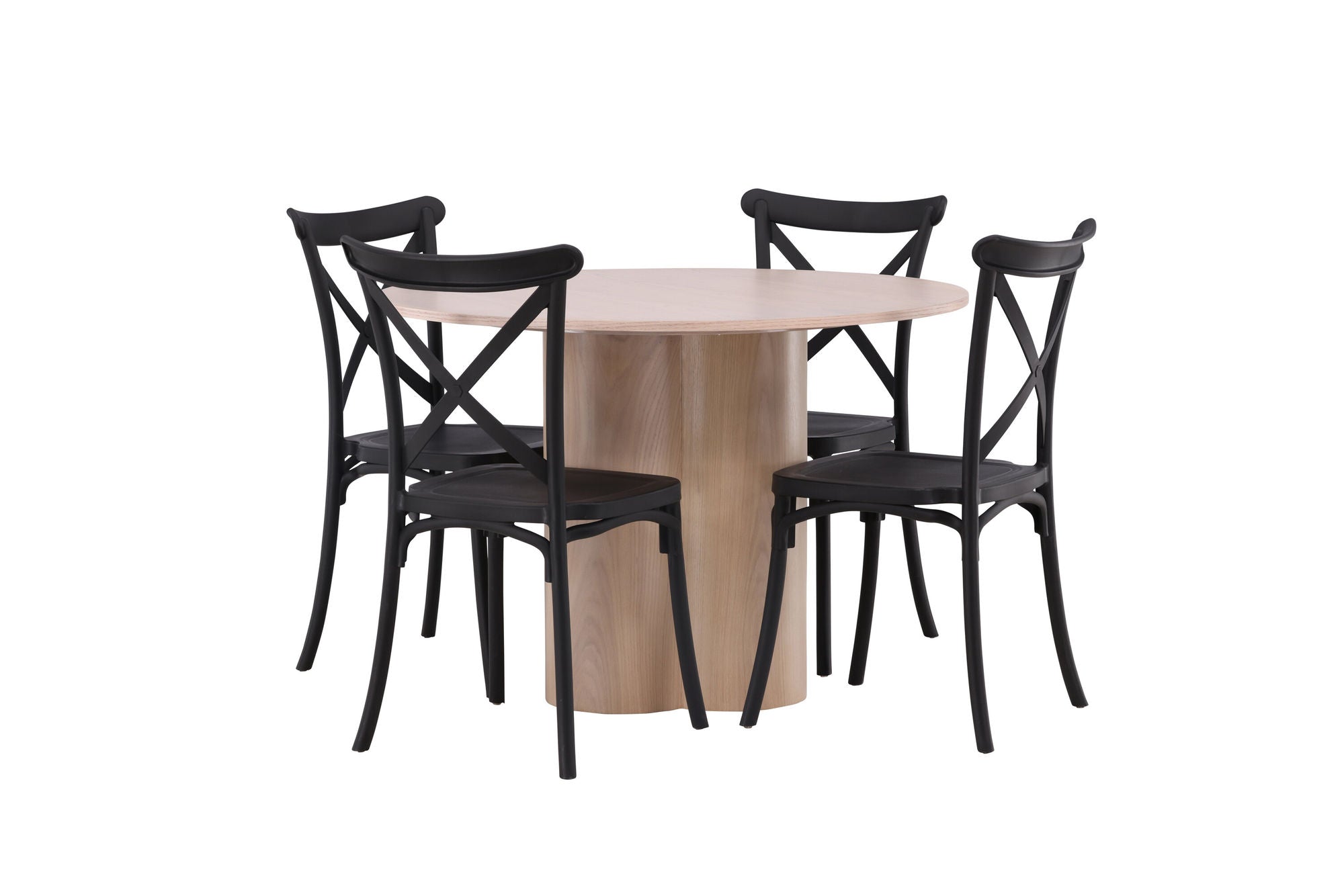 Venture Home OliviaDiningbord-WhiteWashVeneer+CrosettDiningstol-MatteBlack/MatteBlackPlastic_4