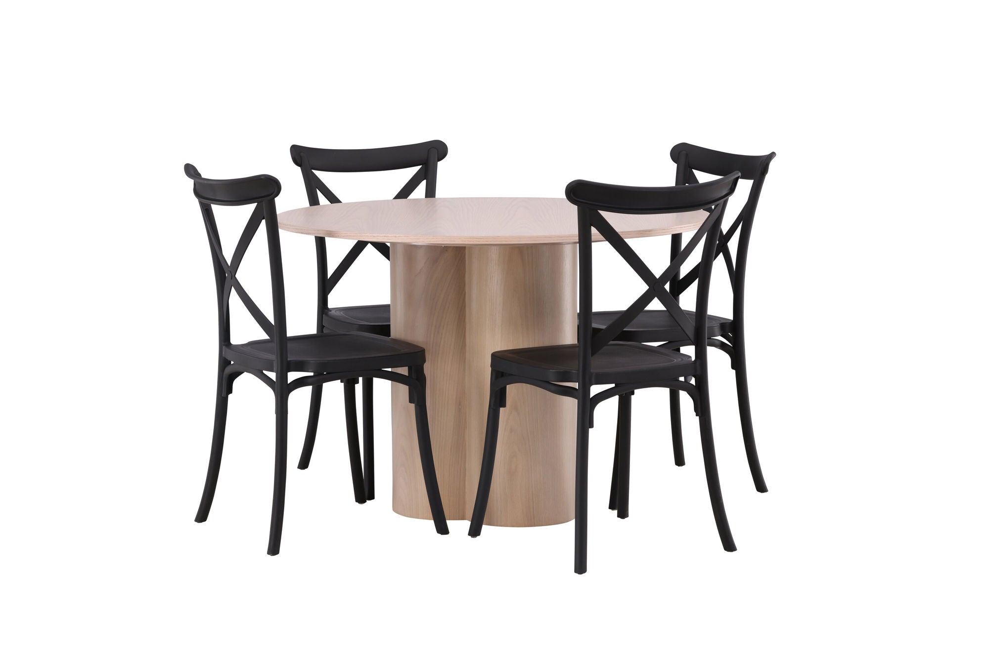 Venture Home OliviaDiningbord-WhiteWashVeneer+CrosettDiningstol-MatteBlack/MatteBlackPlastic_4