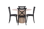 Venture Home OliviaDiningbord-WhiteWashVeneer+CrosettDiningstol-MatteBlack/MatteBlackPlastic_4