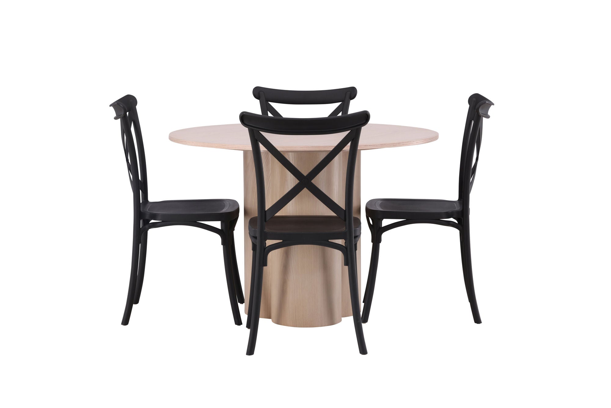Venture Home OliviaDiningbord-WhiteWashVeneer+CrosettDiningstol-MatteBlack/MatteBlackPlastic_4