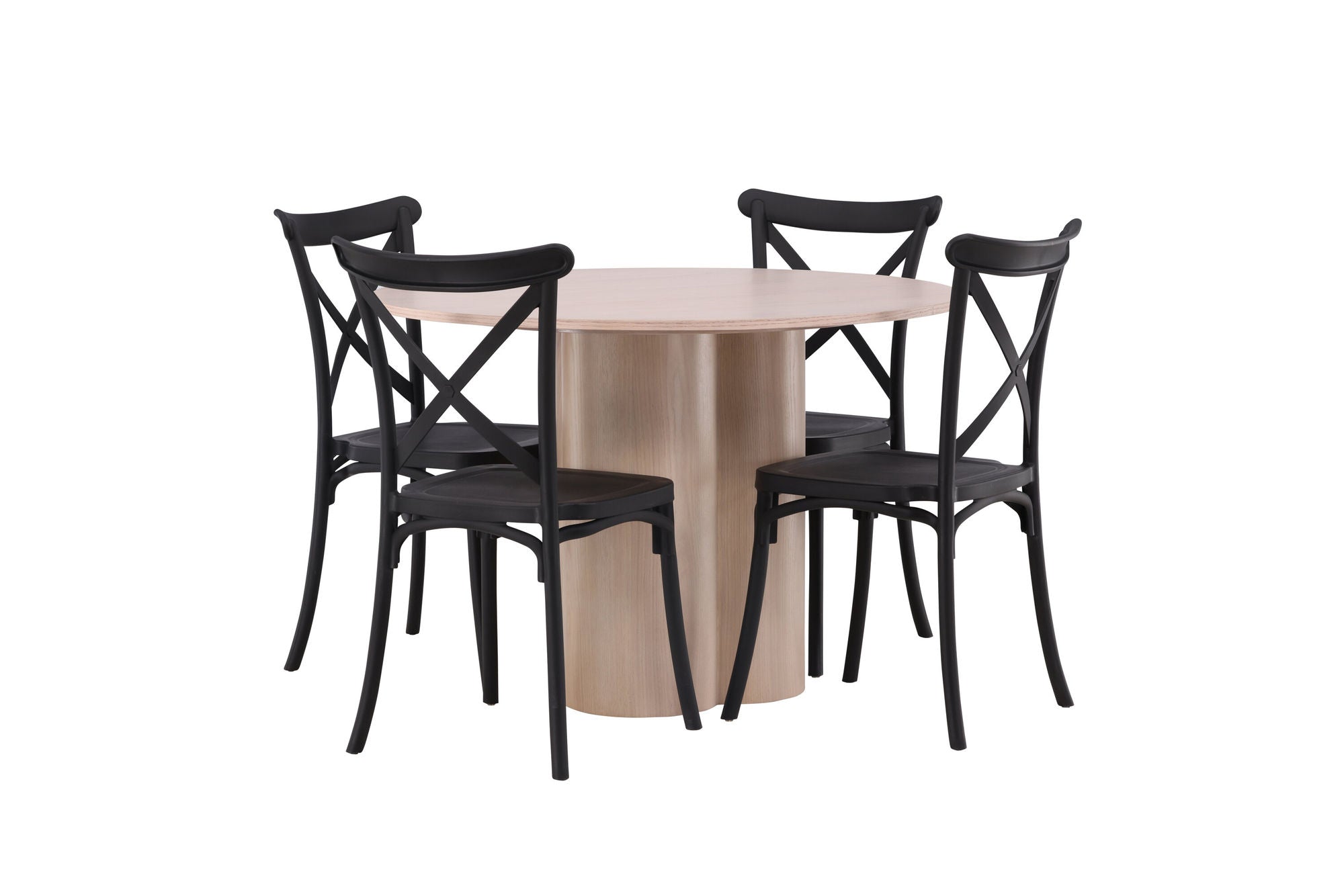 Venture Home OliviaDiningbord-WhiteWashVeneer+CrosettDiningstol-MatteBlack/MatteBlackPlastic_4
