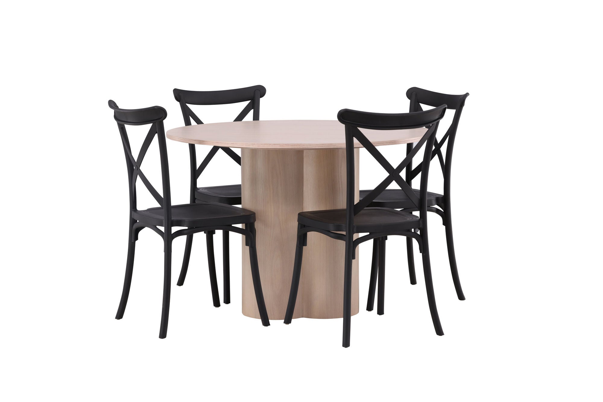 Venture Home OliviaDiningbord-WhiteWashVeneer+CrosettDiningstol-MatteBlack/MatteBlackPlastic_4