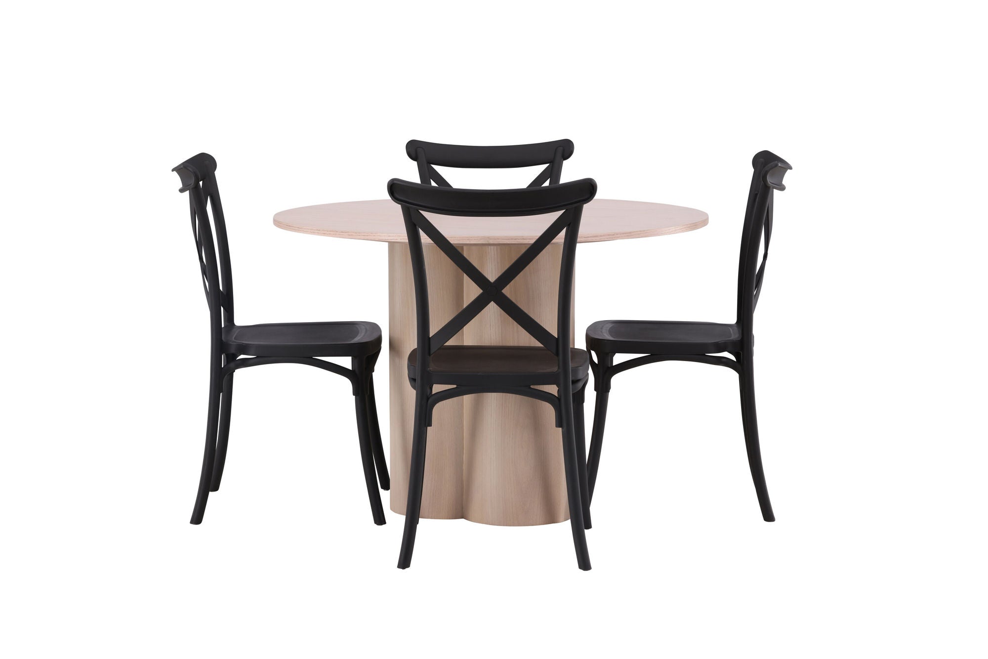 Venture Home OliviaDiningbord-WhiteWashVeneer+CrosettDiningstol-MatteBlack/MatteBlackPlastic_4