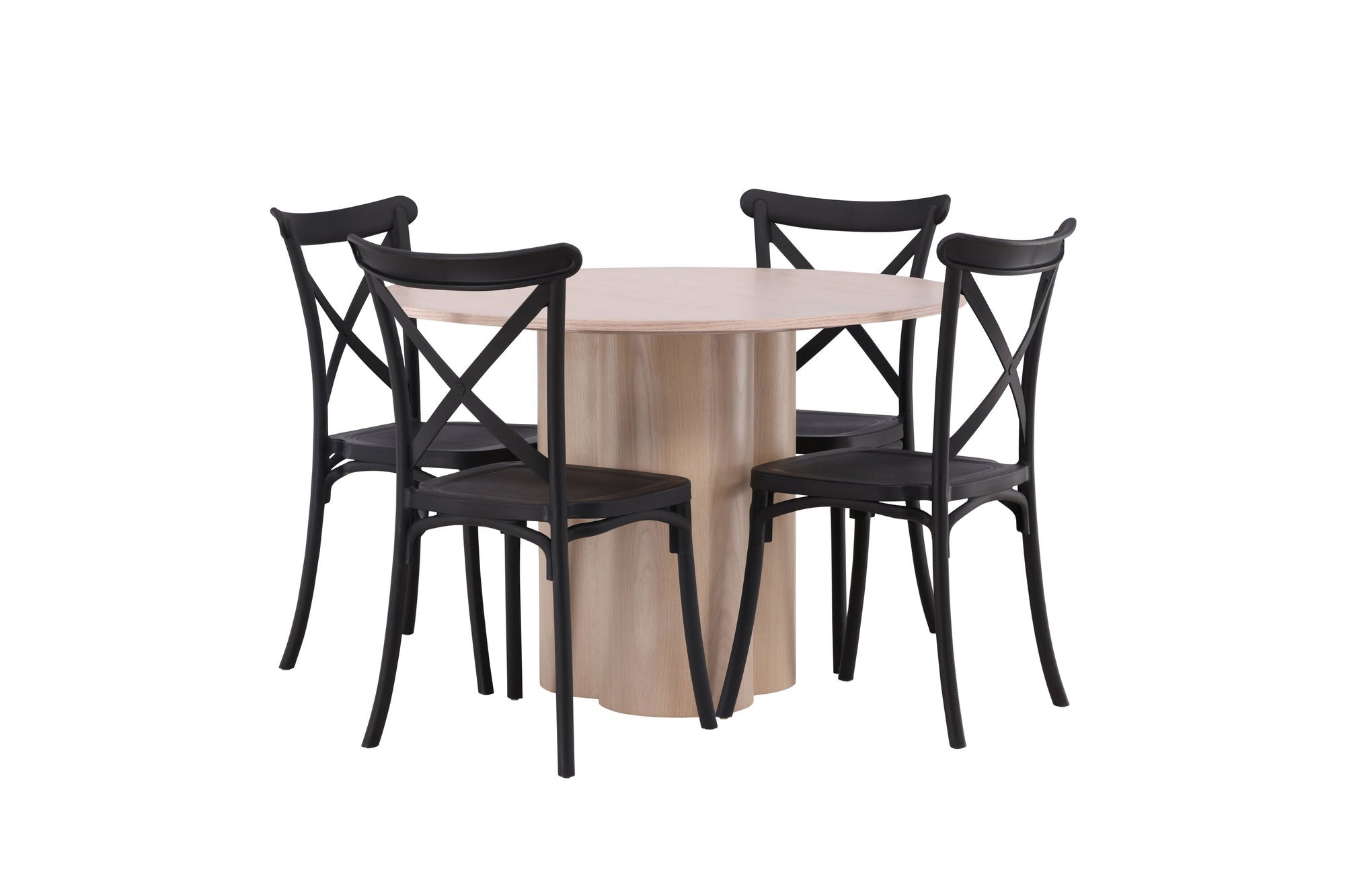 Venture Home OliviaDiningbord-WhiteWashVeneer+CrosettDiningstol-MatteBlack/MatteBlackPlastic_4