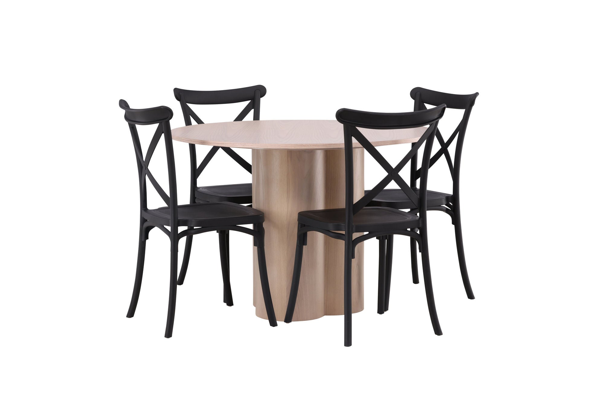 Venture Home OliviaDiningbord-WhiteWashVeneer+CrosettDiningstol-MatteBlack/MatteBlackPlastic_4