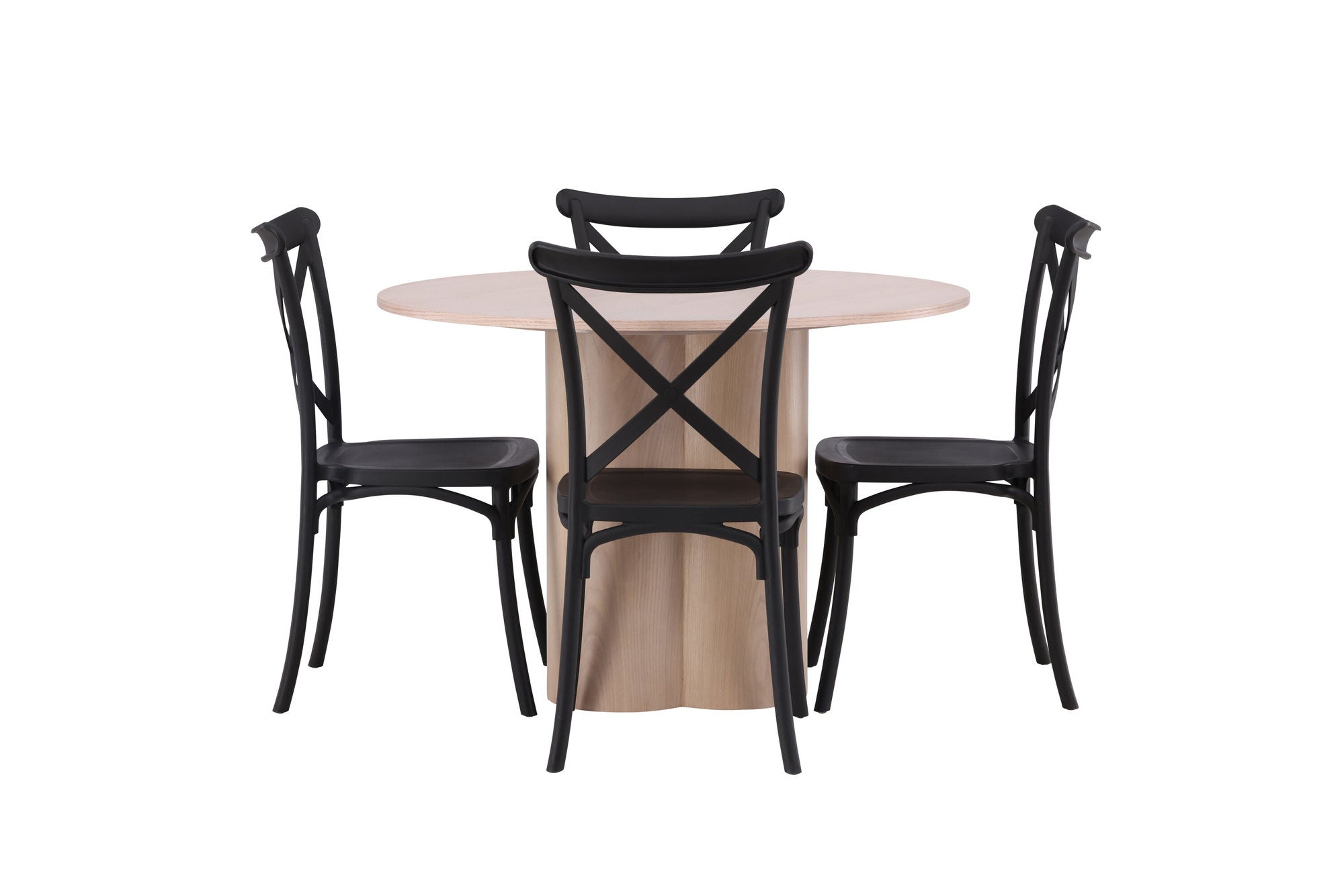 Venture Home OliviaDiningbord-WhiteWashVeneer+CrosettDiningstol-MatteBlack/MatteBlackPlastic_4