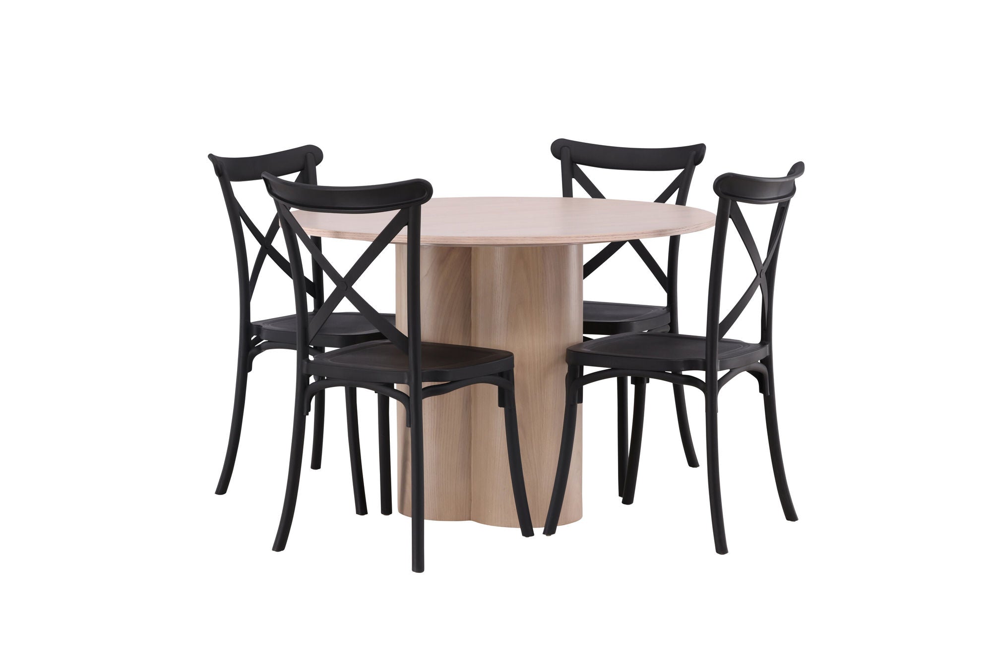 Venture Home OliviaDiningbord-WhiteWashVeneer+CrosettDiningstol-MatteBlack/MatteBlackPlastic_4