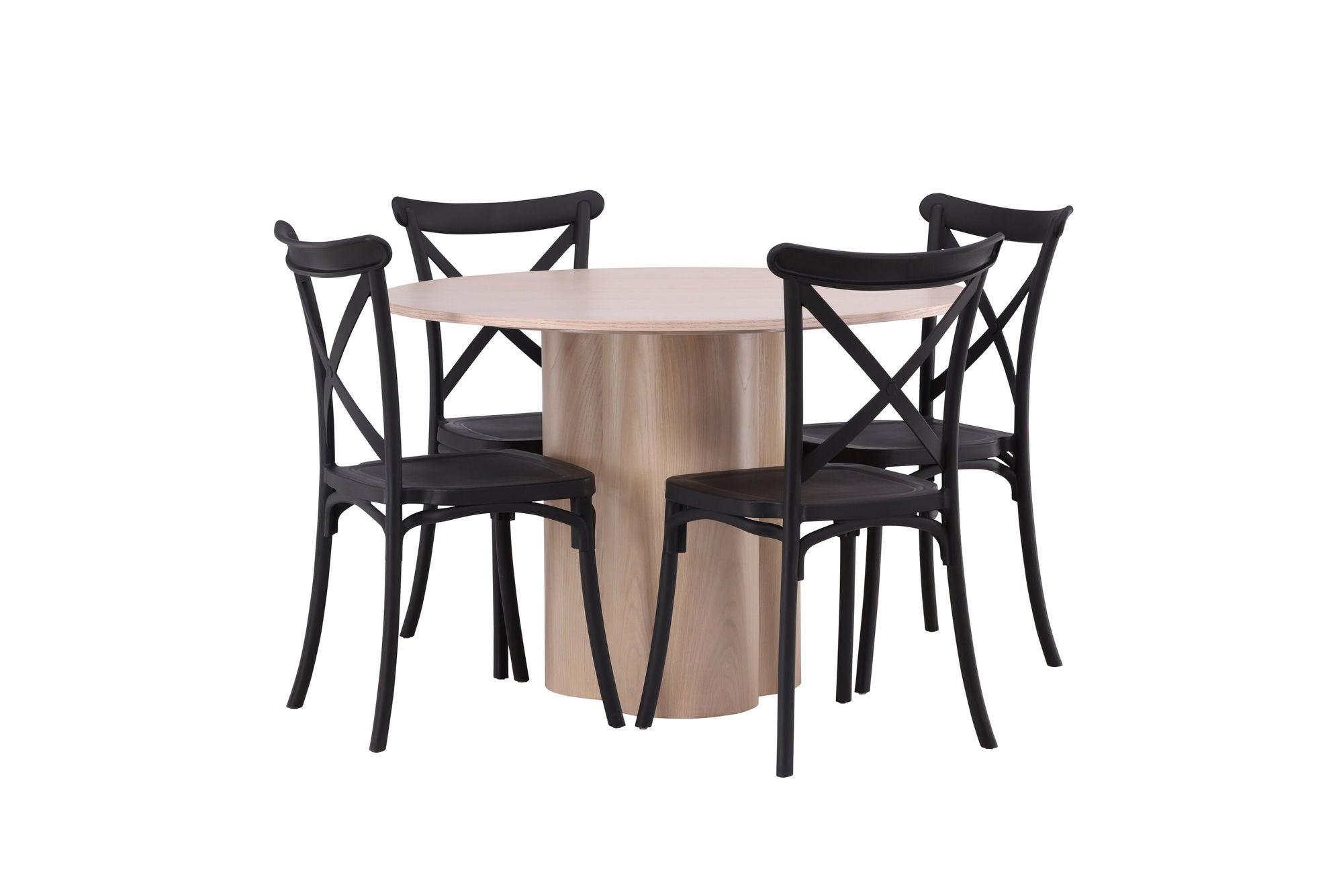 Venture Home OliviaDiningbord-WhiteWashVeneer+CrosettDiningstol-MatteBlack/MatteBlackPlastic_4