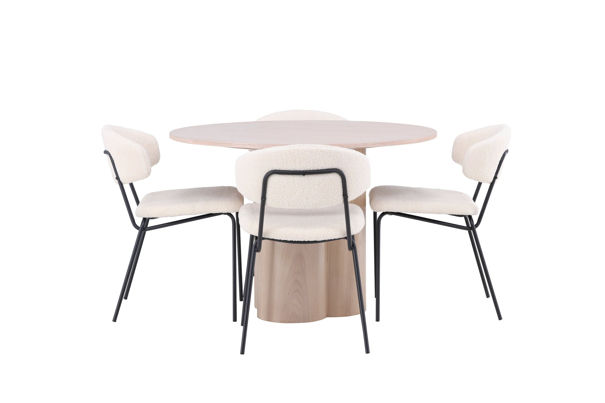 Venture Home OliviaDiningbord-WhiteWashVeneer+ChicoDiningstol-Black/WhiteBoucle_4