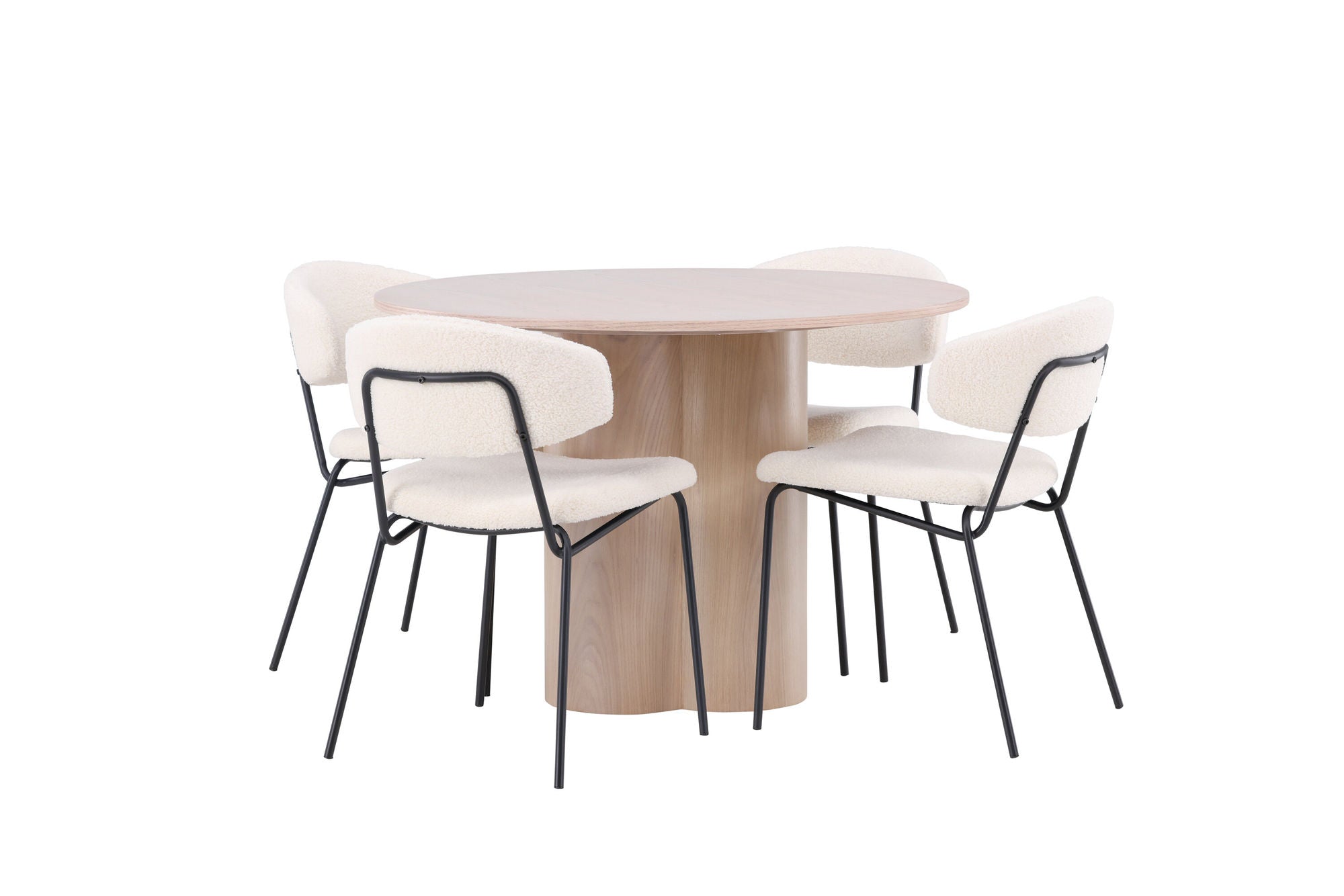 Venture Home OliviaDiningbord-WhiteWashVeneer+ChicoDiningstol-Black/WhiteBoucle_4