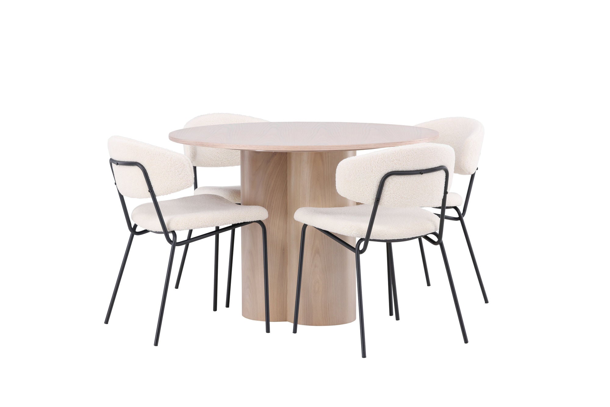 Venture Home OliviaDiningbord-WhiteWashVeneer+ChicoDiningstol-Black/WhiteBoucle_4