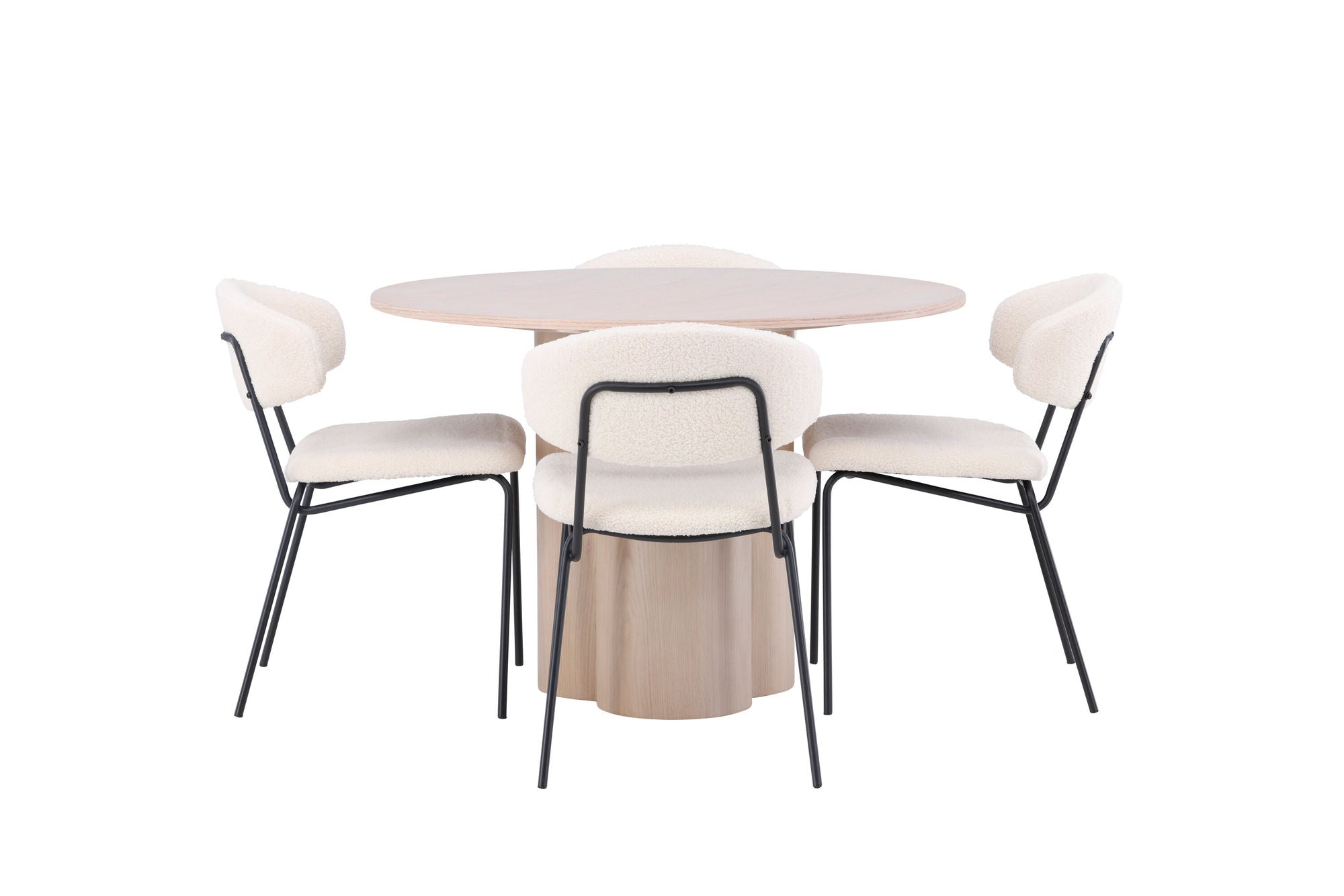 Venture Home OliviaDiningbord-WhiteWashVeneer+ChicoDiningstol-Black/WhiteBoucle_4