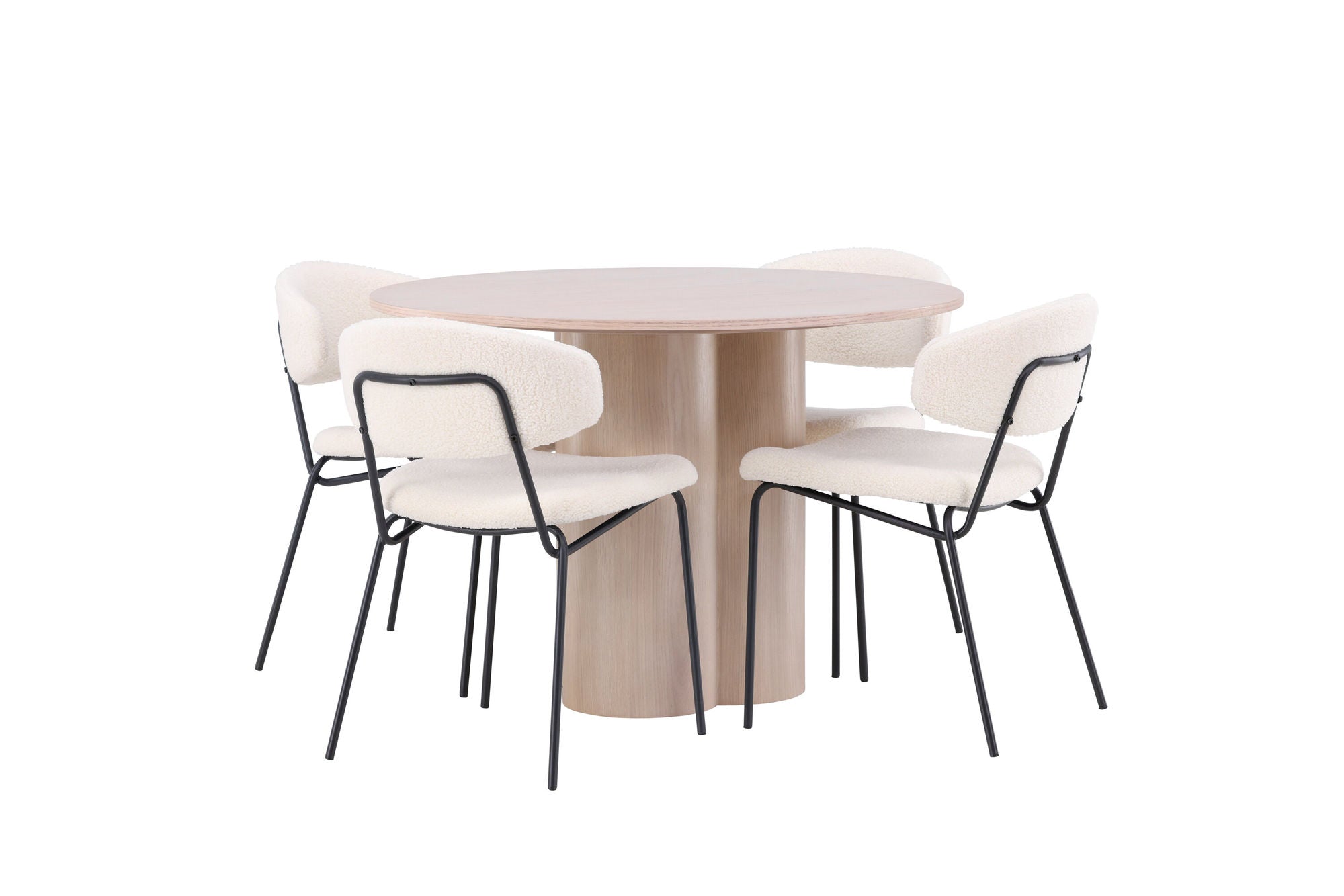 Venture Home OliviaDiningbord-WhiteWashVeneer+ChicoDiningstol-Black/WhiteBoucle_4