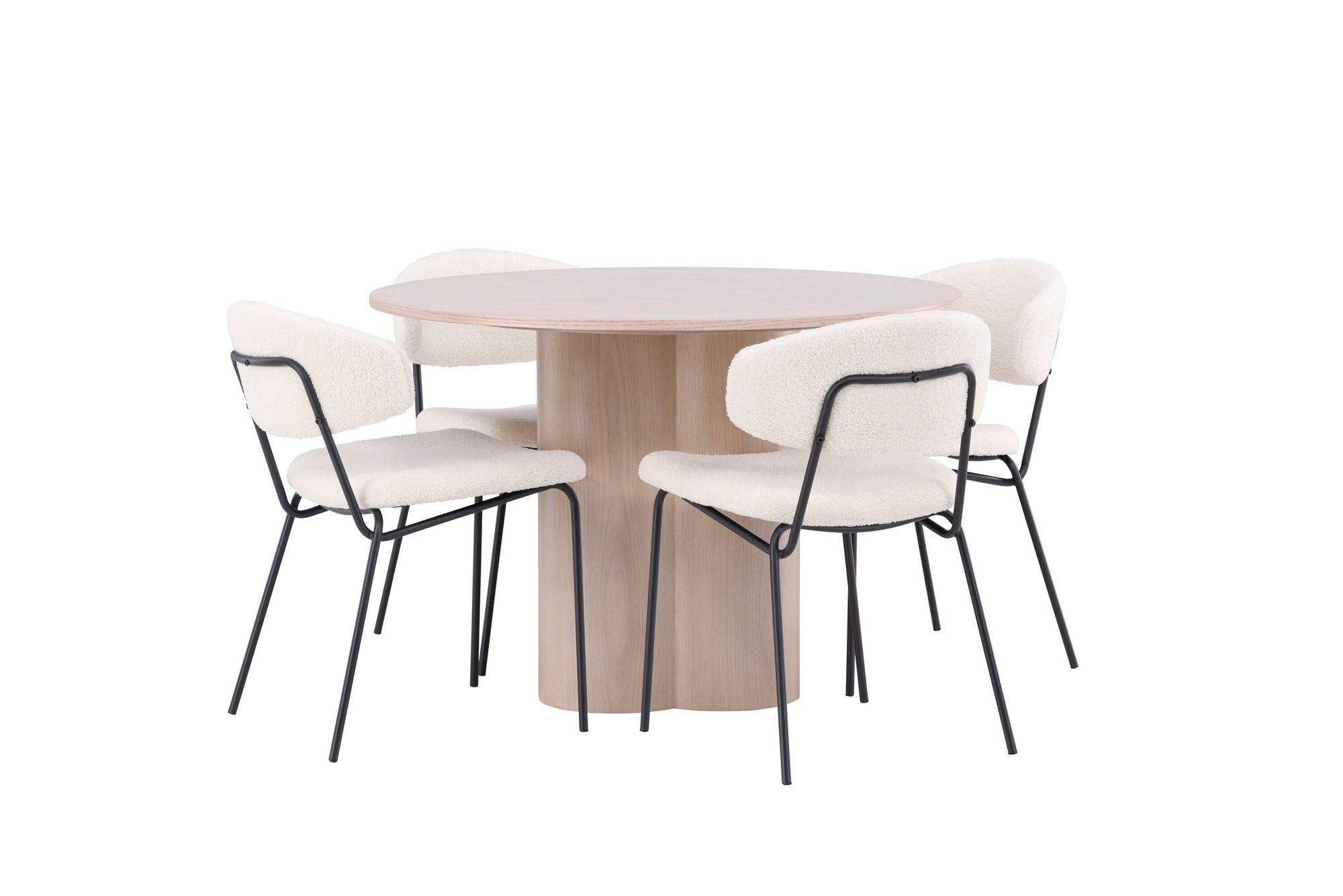 Venture Home OliviaDiningbord-WhiteWashVeneer+ChicoDiningstol-Black/WhiteBoucle_4