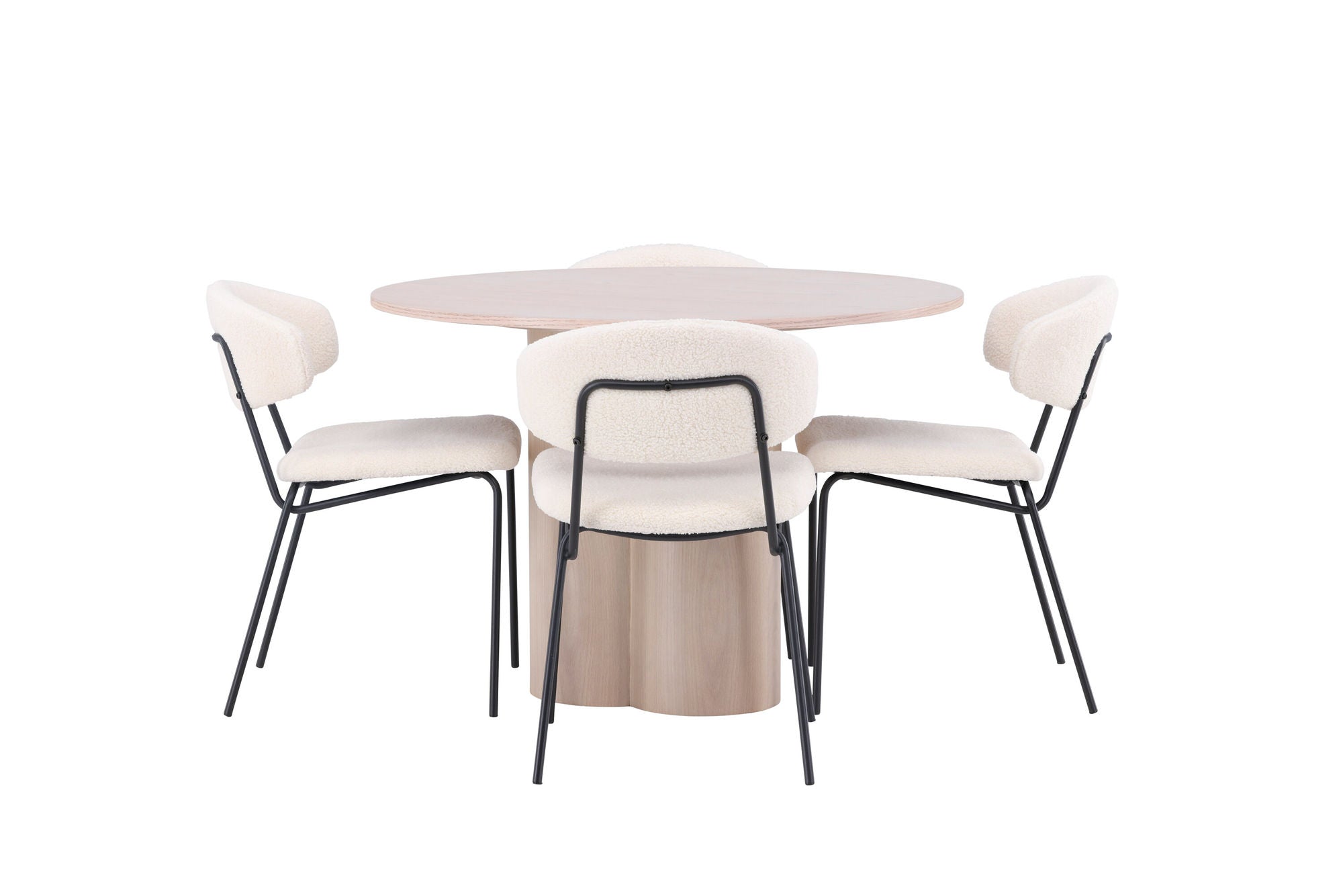 Venture Home OliviaDiningbord-WhiteWashVeneer+ChicoDiningstol-Black/WhiteBoucle_4