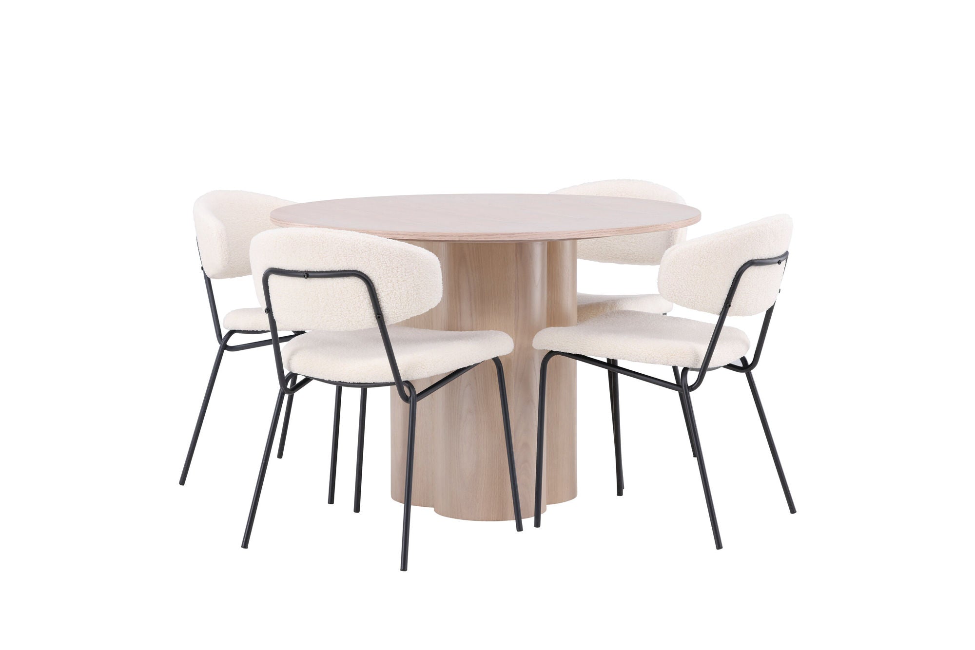 Venture Home OliviaDiningbord-WhiteWashVeneer+ChicoDiningstol-Black/WhiteBoucle_4