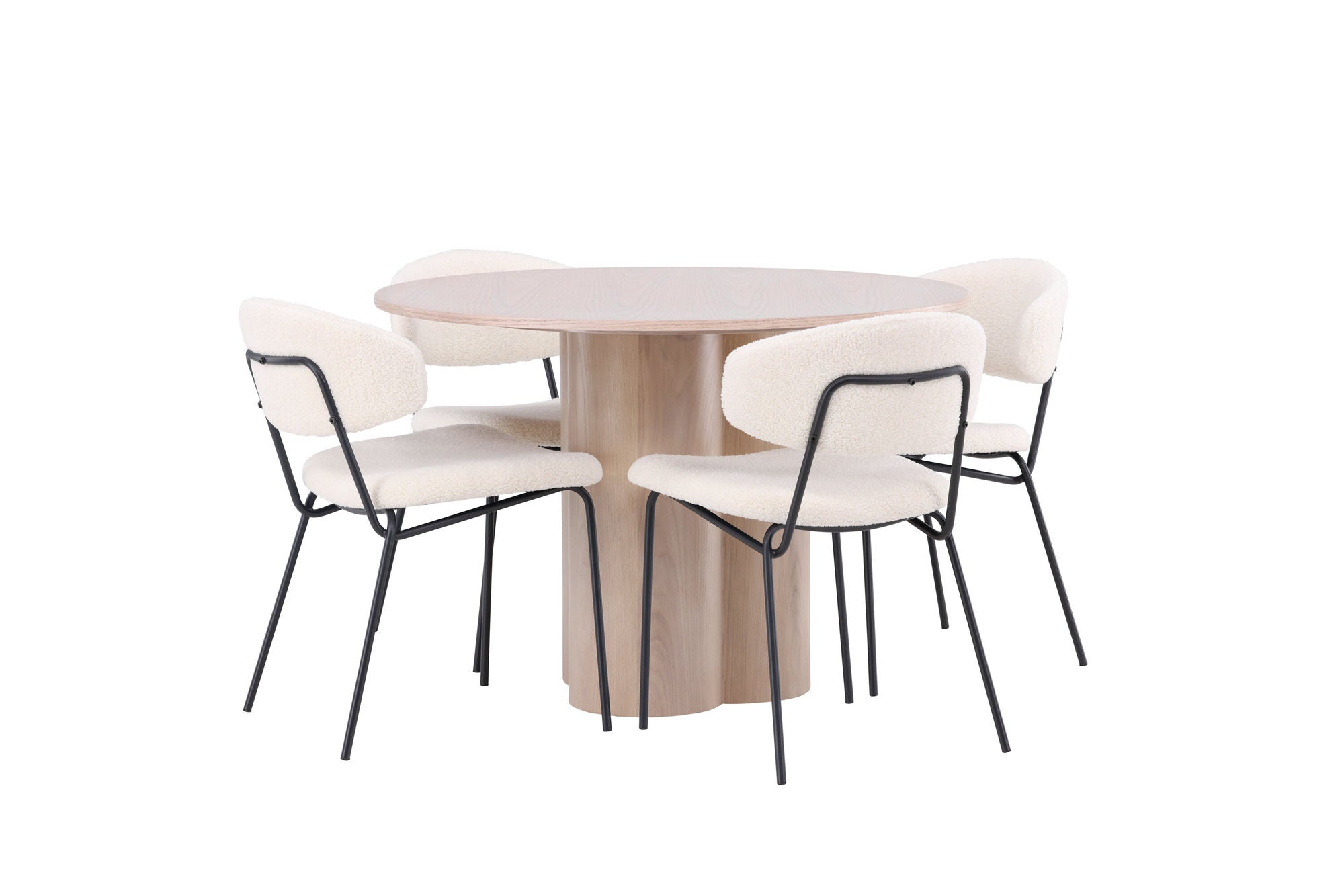 Venture Home OliviaDiningbord-WhiteWashVeneer+ChicoDiningstol-Black/WhiteBoucle_4