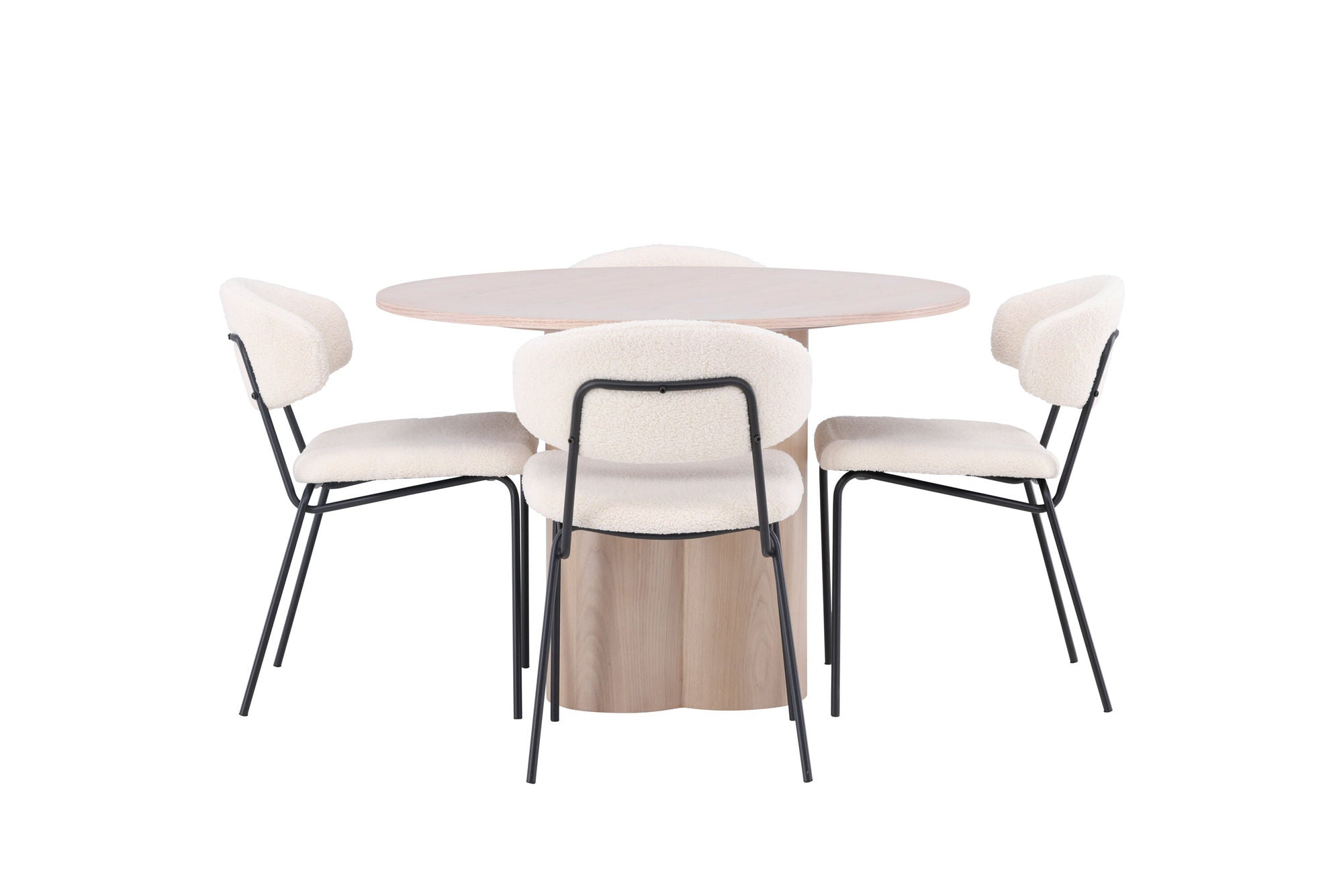 Venture Home OliviaDiningbord-WhiteWashVeneer+ChicoDiningstol-Black/WhiteBoucle_4