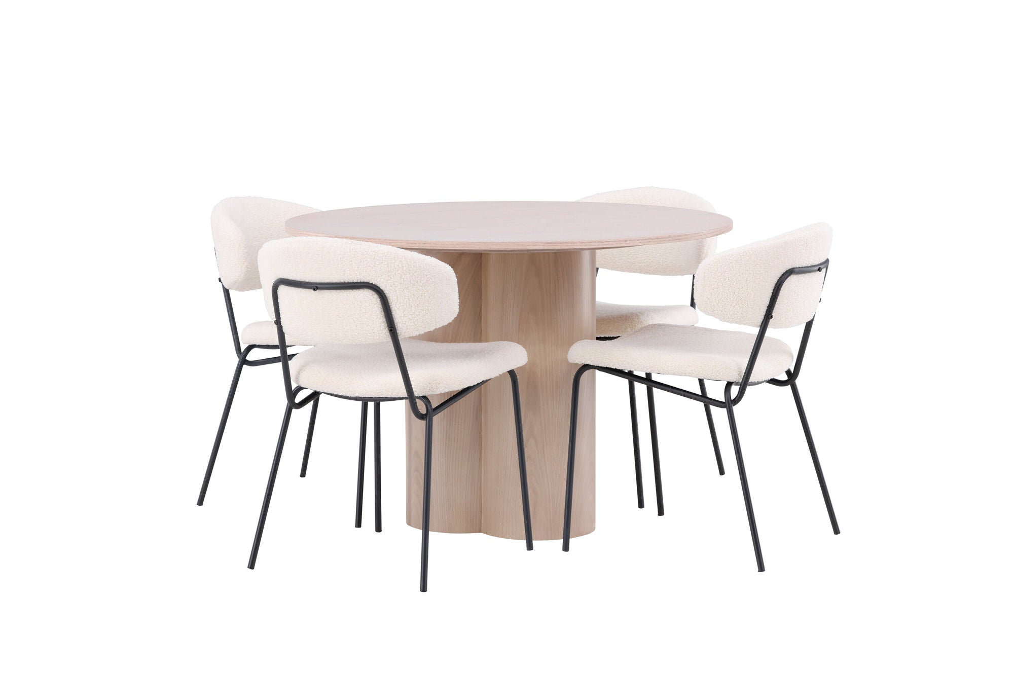 Venture Home OliviaDiningbord-WhiteWashVeneer+ChicoDiningstol-Black/WhiteBoucle_4