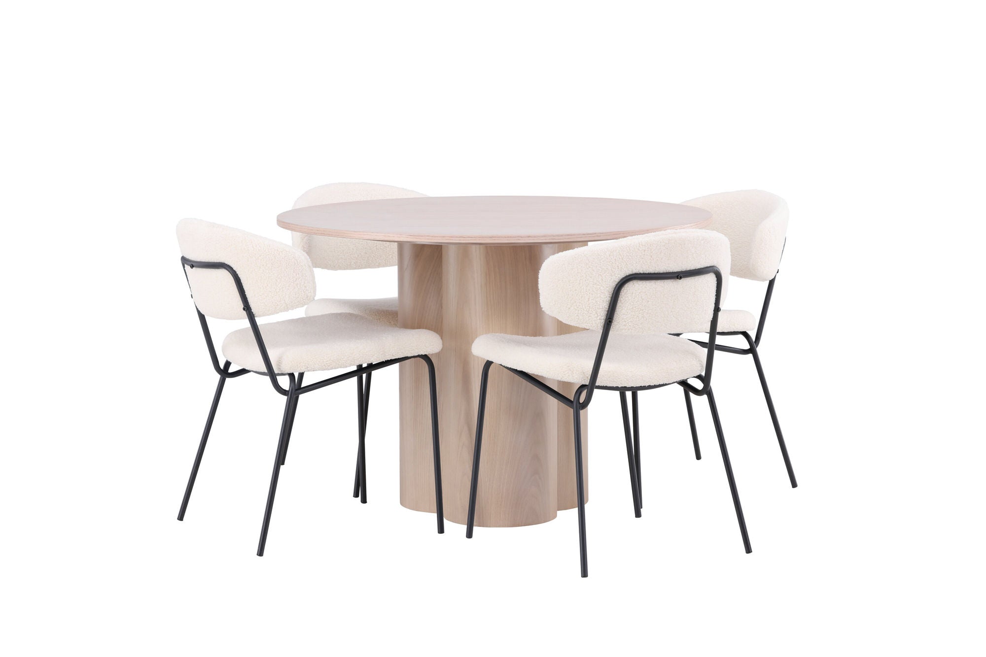 Venture Home OliviaDiningbord-WhiteWashVeneer+ChicoDiningstol-Black/WhiteBoucle_4