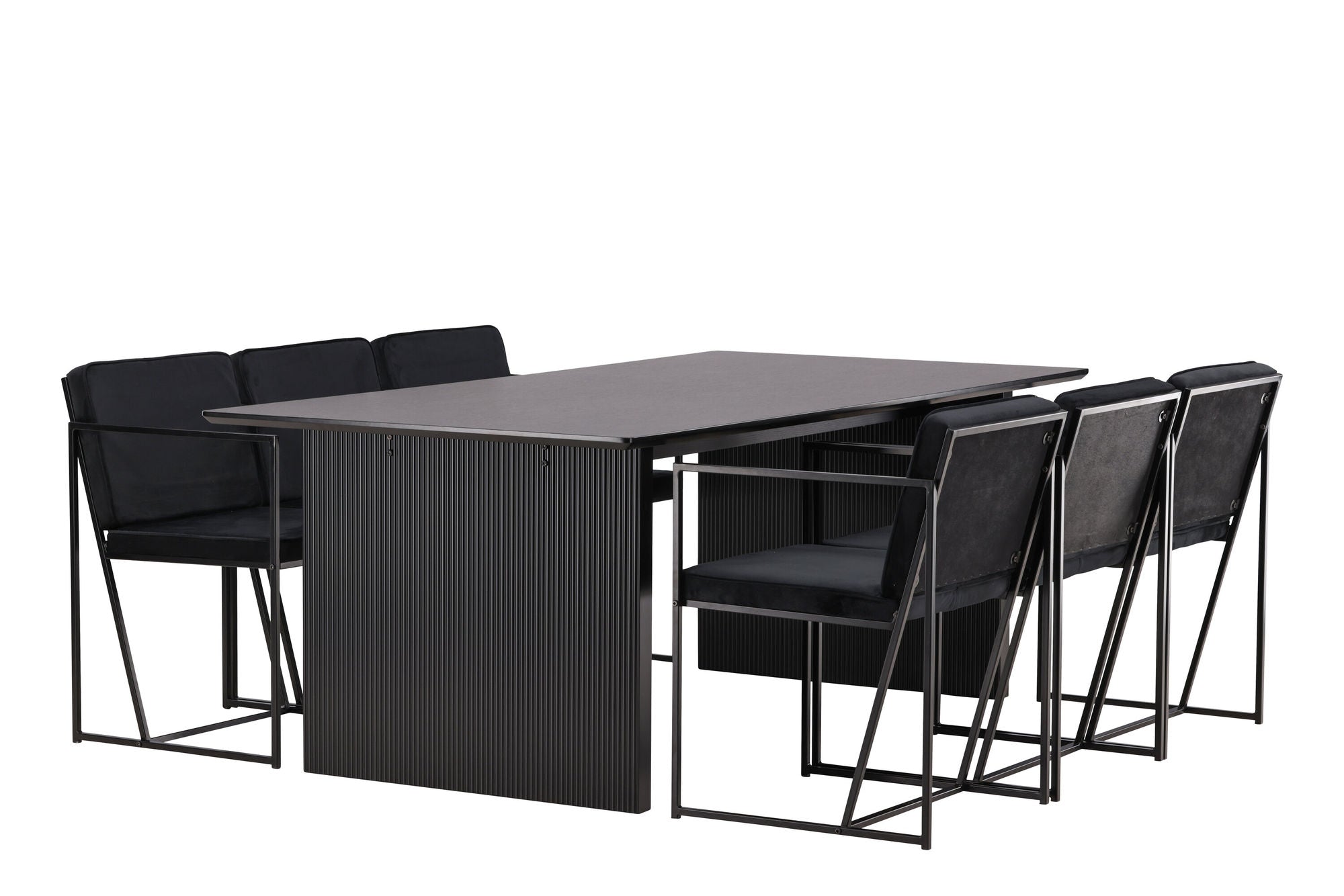 Venture Home Vail spisebord - Black / Smoked Black MDF +Richmond Spisebordsstol - Black / Black Velvet _6