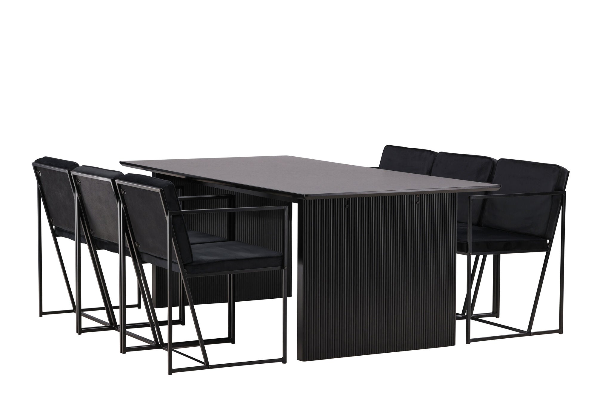 Venture Home Vail spisebord - Black / Smoked Black MDF +Richmond Spisebordsstol - Black / Black Velvet _6