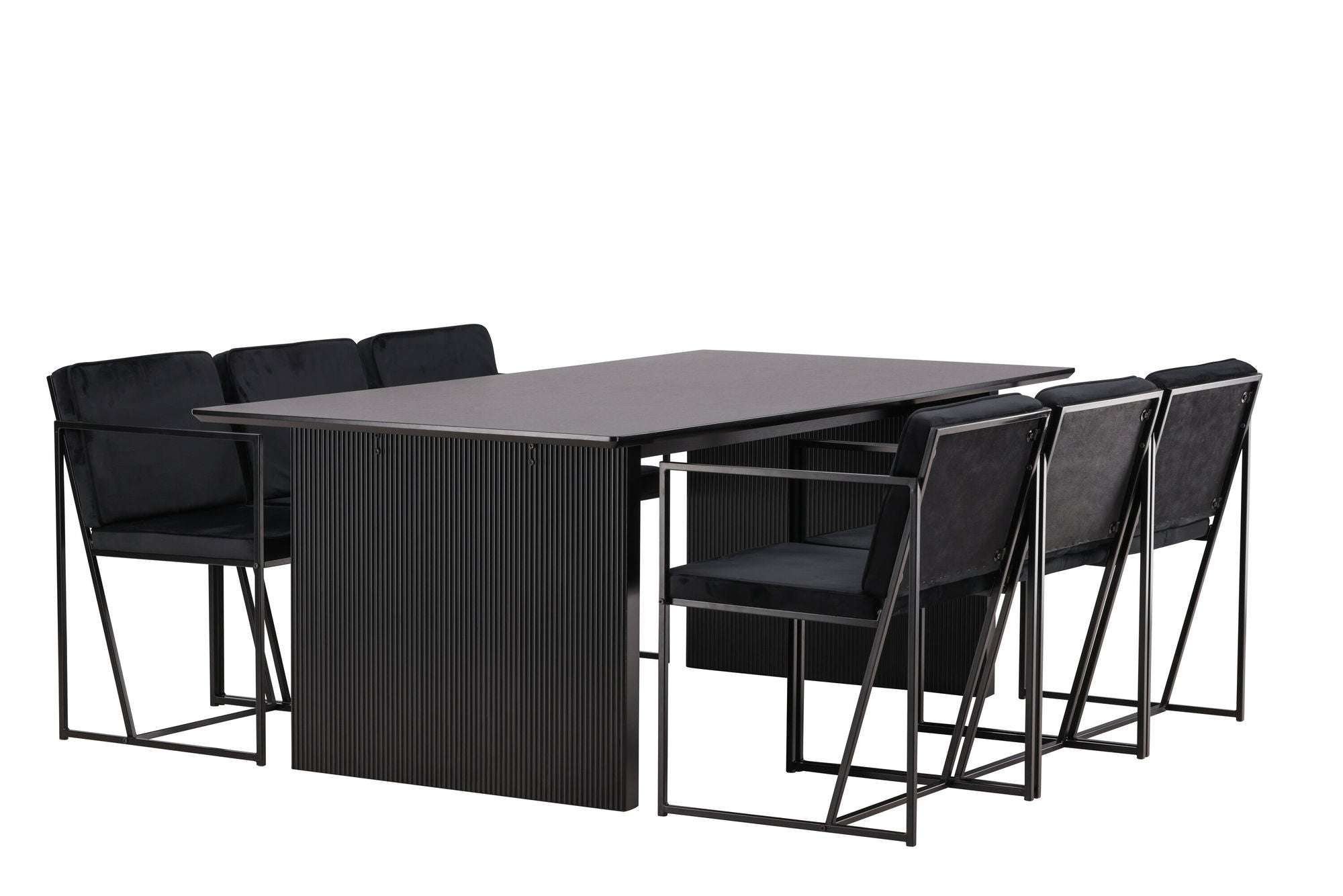 Venture Home Vail spisebord - Black / Smoked Black MDF +Richmond Spisebordsstol - Black / Black Velvet _6