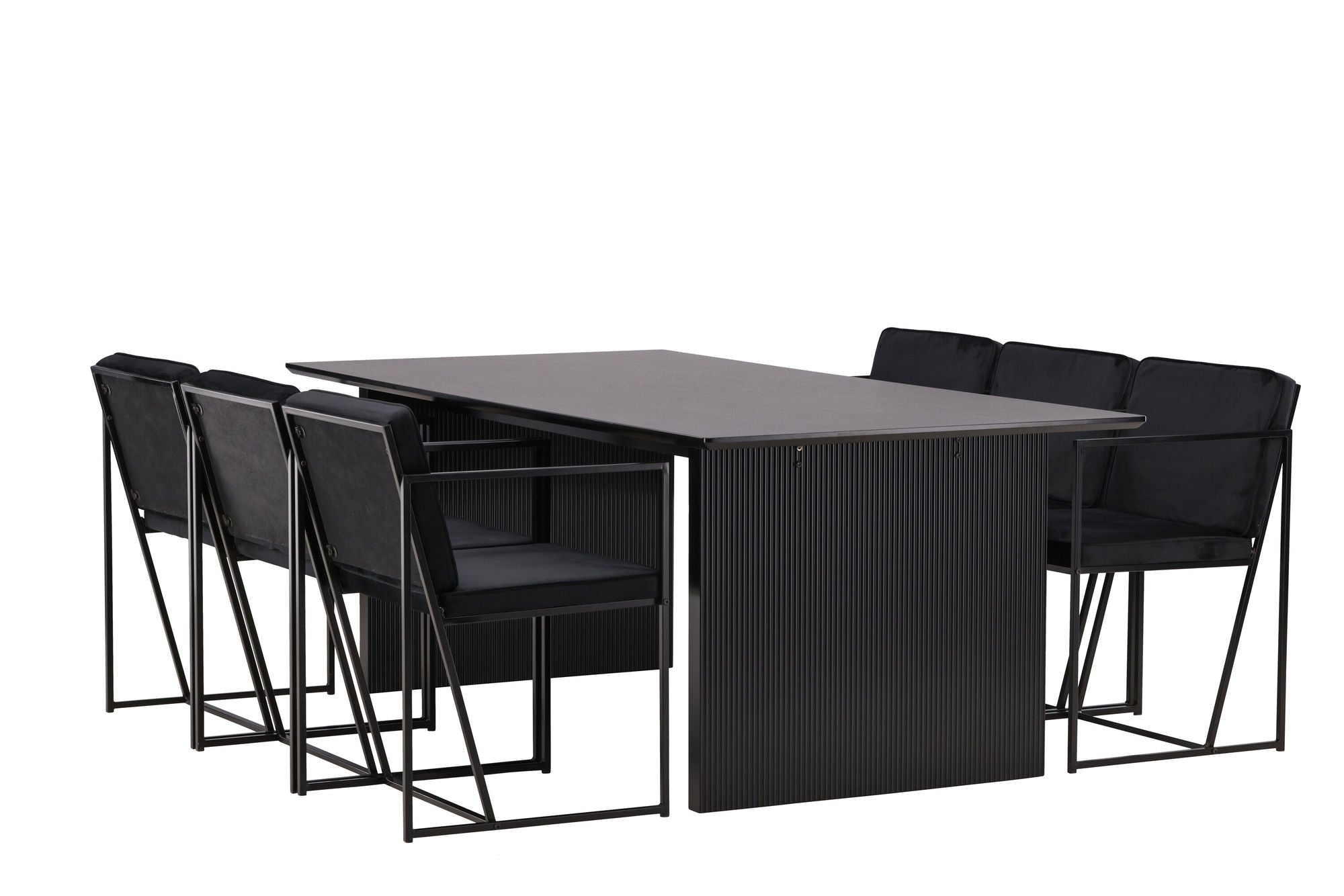 Venture Home Vail spisebord - Black / Smoked Black MDF +Richmond Spisebordsstol - Black / Black Velvet _6