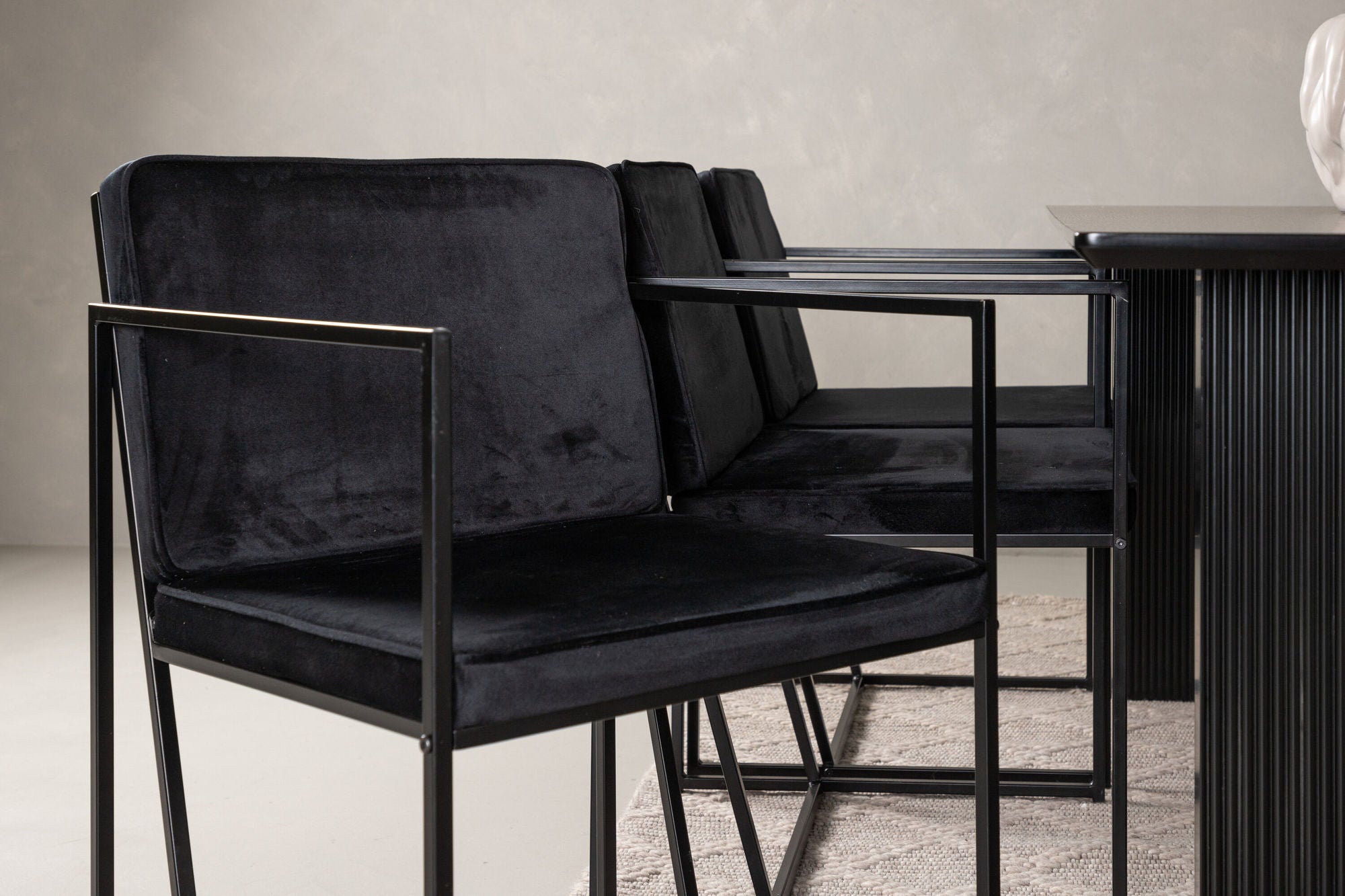 Venture Home Vail spisebord - Black / Smoked Black MDF +Richmond Spisebordsstol - Black / Black Velvet _6