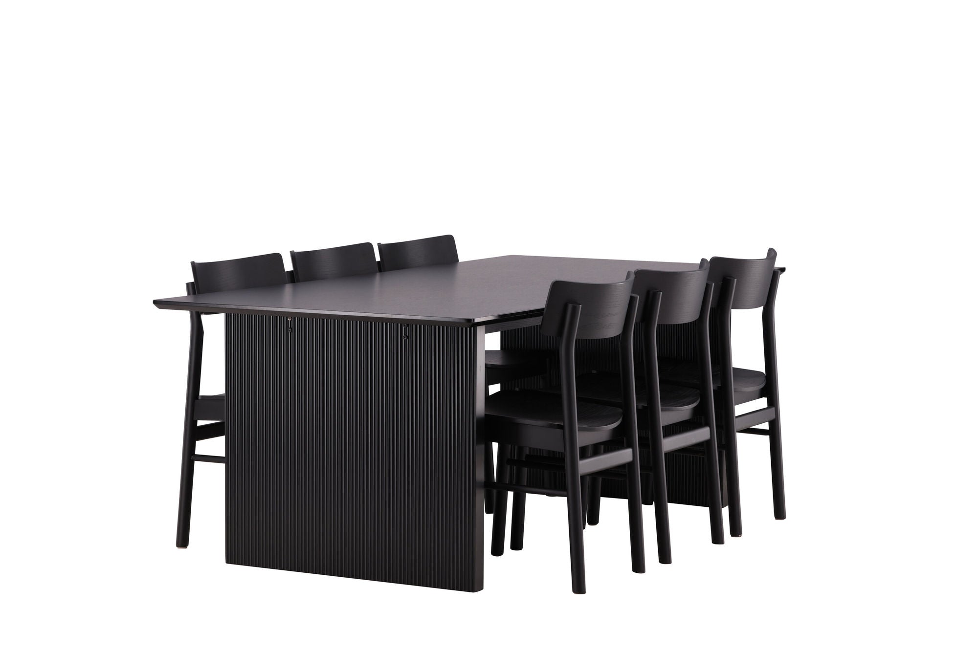 Venture Home Vail spisebord - Black / Smoked Black MDF +Montros Spisebordsstol - Natural / Natural Rubberwood _6