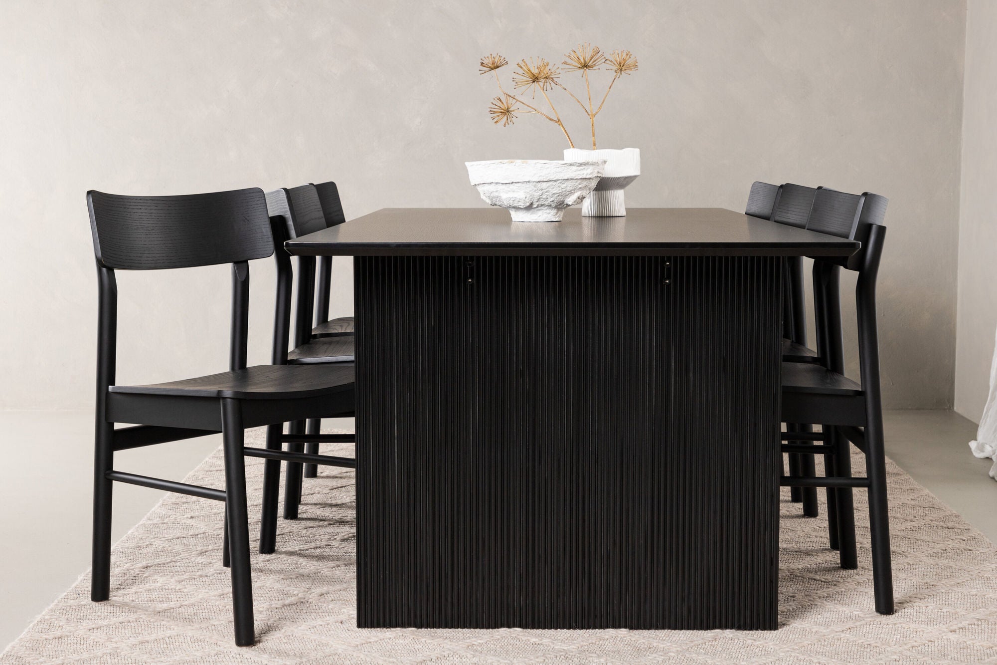 Venture Home Vail spisebord - Black / Smoked Black MDF +Montros Spisebordsstol - Natural / Natural Rubberwood _6