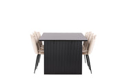 Venture Home Vail spisebord - Black / Smoked Black MDF +Limhamn Light stol - Black / Beige Velvet _6