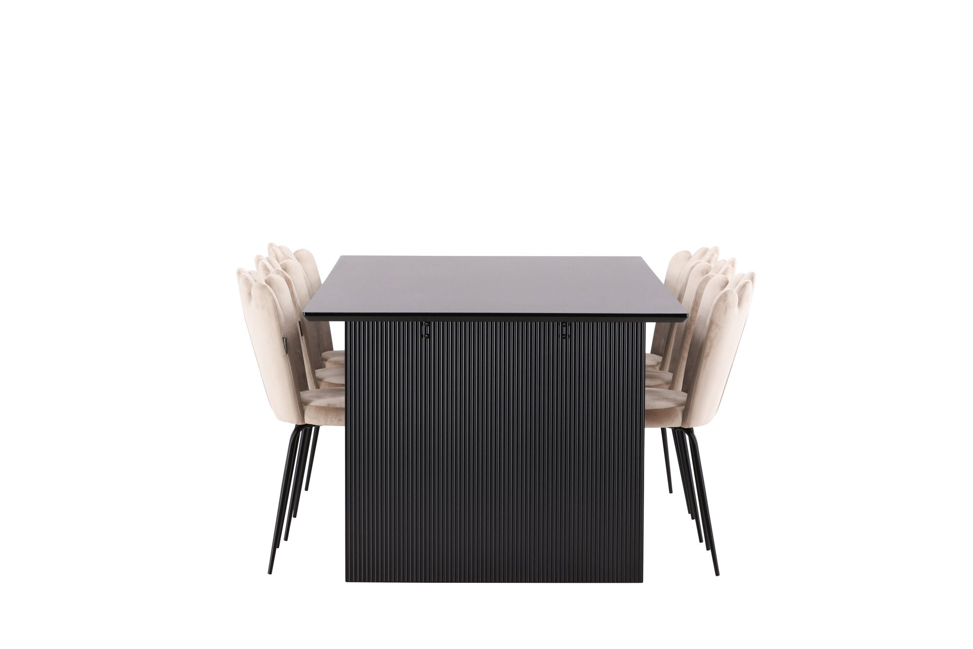 Venture Home Vail spisebord - Black / Smoked Black MDF +Limhamn Light stol - Black / Beige Velvet _6
