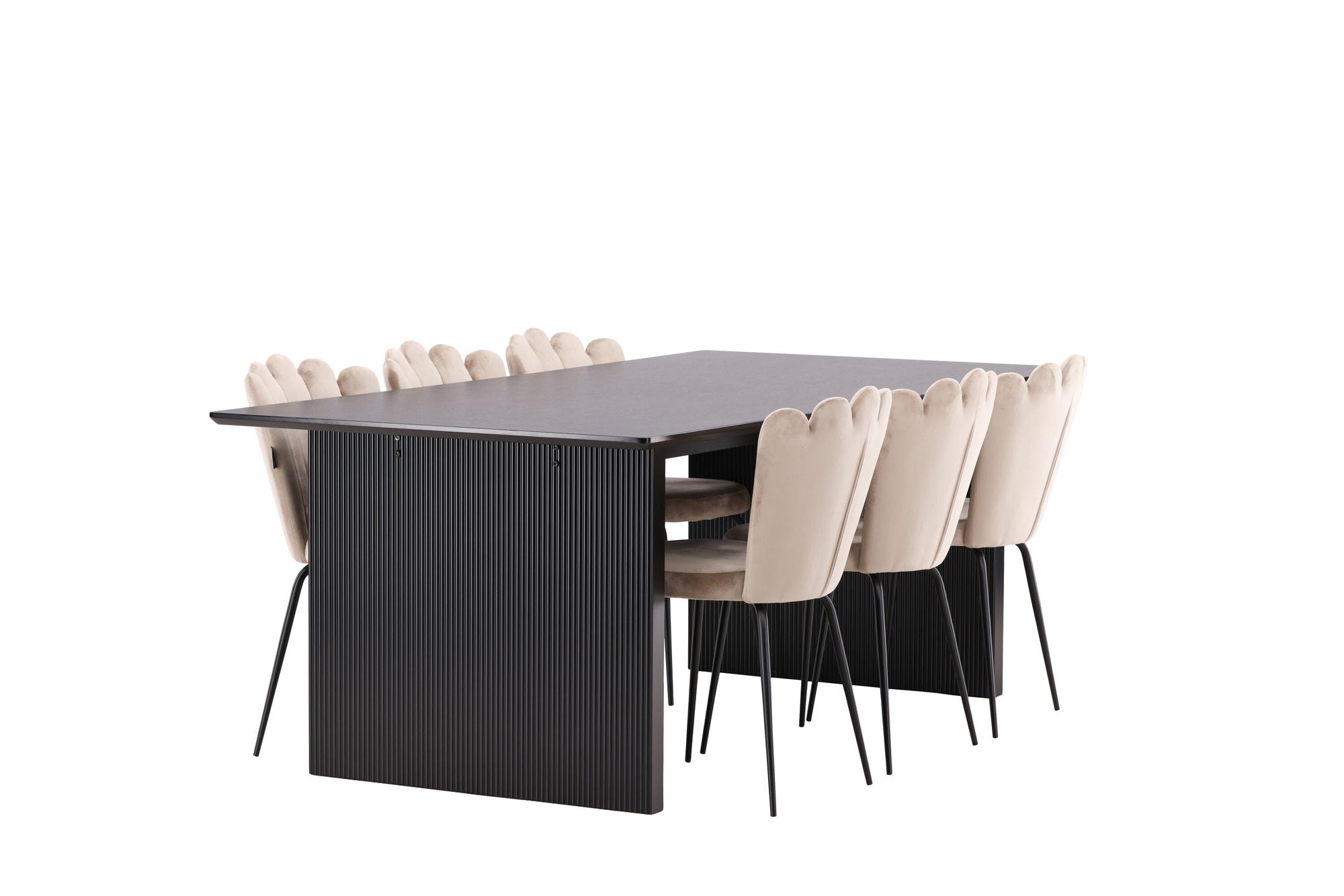 Venture Home Vail spisebord - Black / Smoked Black MDF +Limhamn Light stol - Black / Beige Velvet _6
