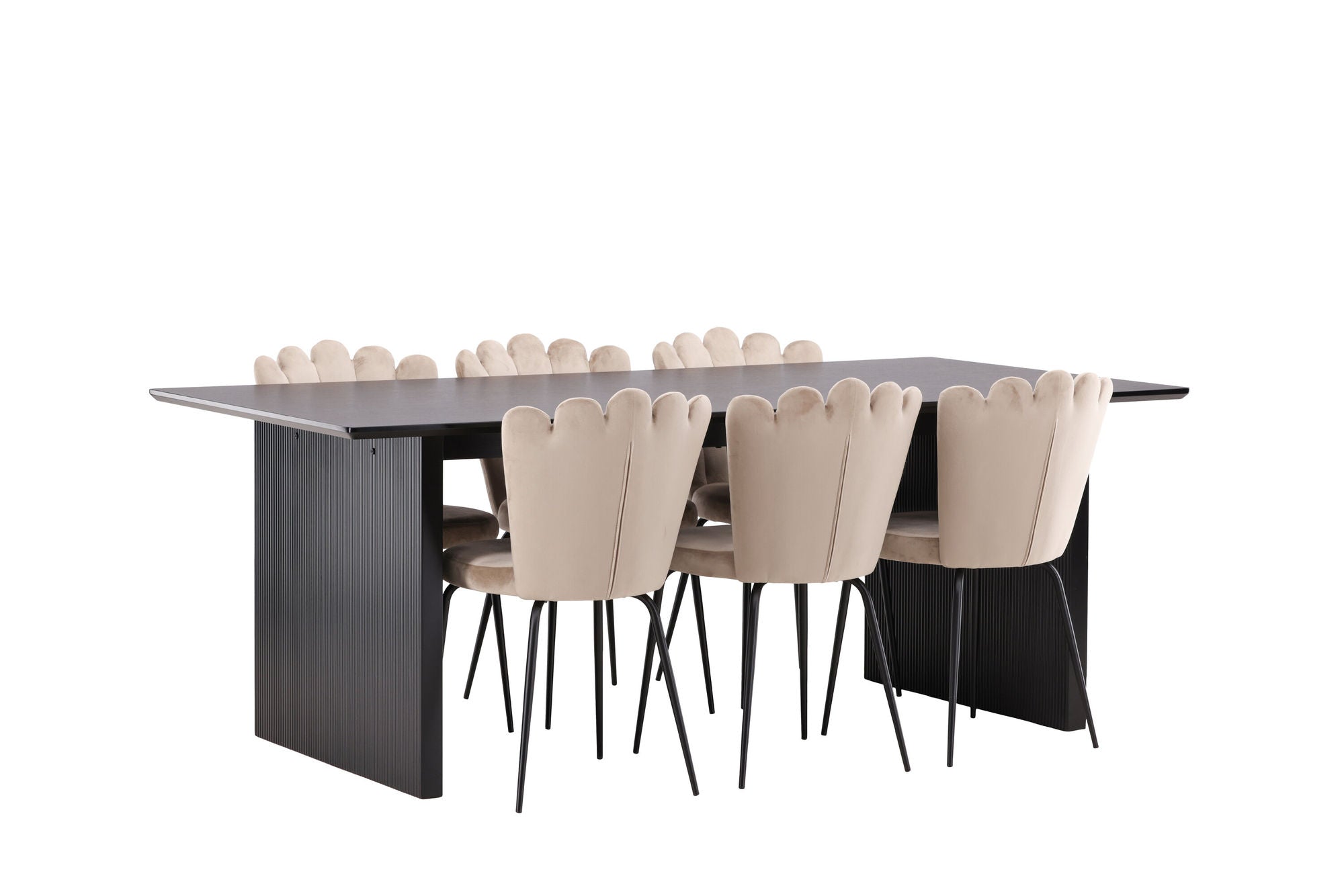 Venture Home Vail spisebord - Black / Smoked Black MDF +Limhamn Light stol - Black / Beige Velvet _6