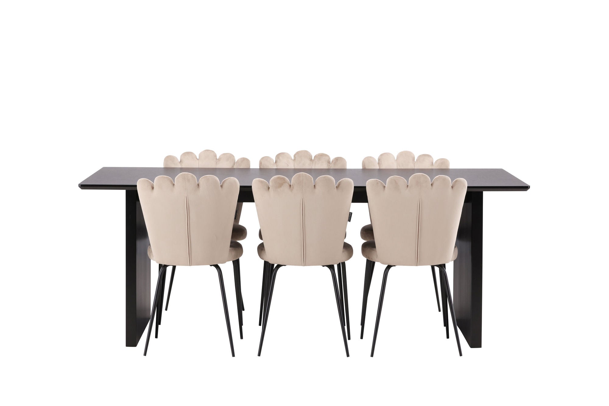Venture Home Vail spisebord - Black / Smoked Black MDF +Limhamn Light stol - Black / Beige Velvet _6