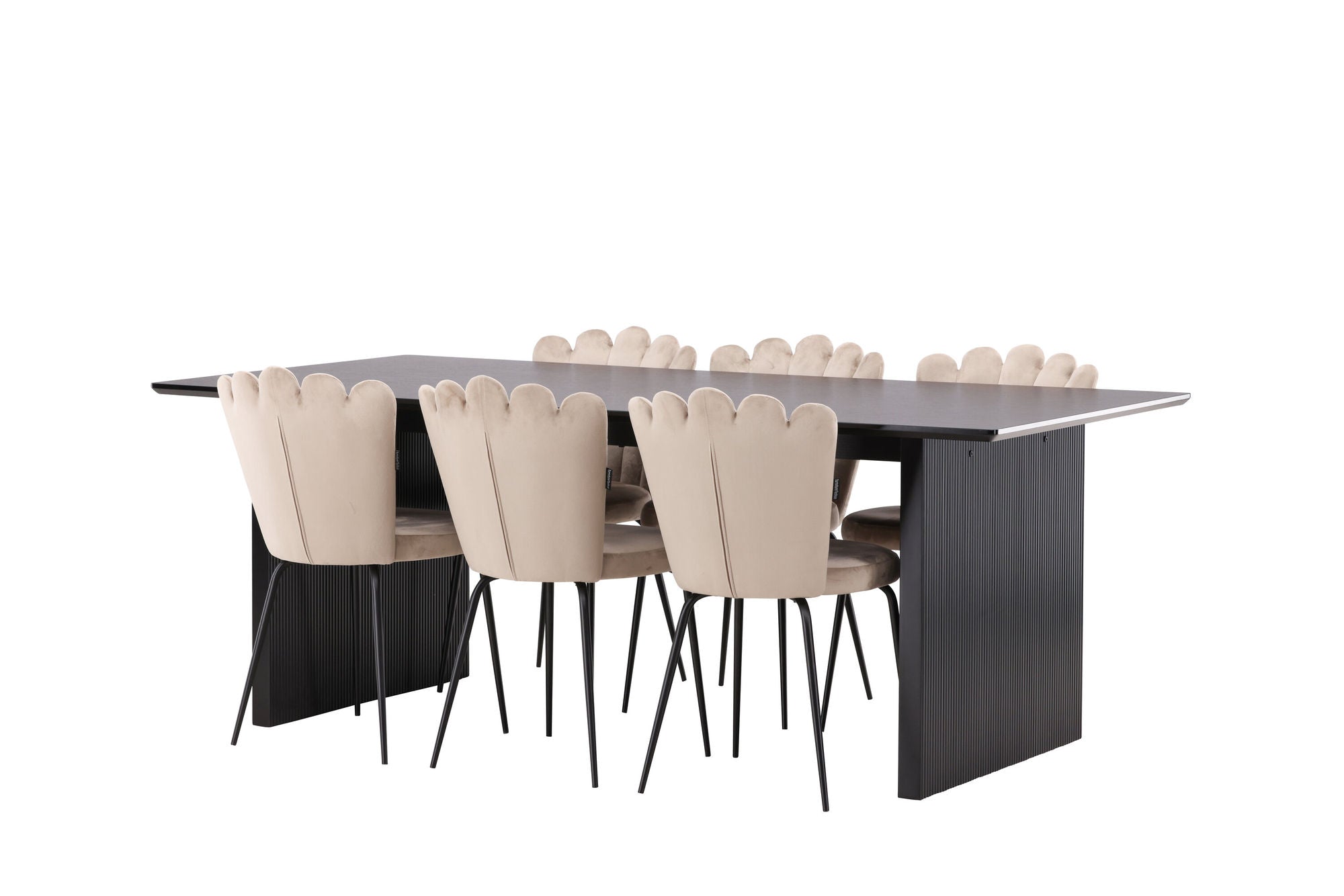 Venture Home Vail spisebord - Black / Smoked Black MDF +Limhamn Light stol - Black / Beige Velvet _6