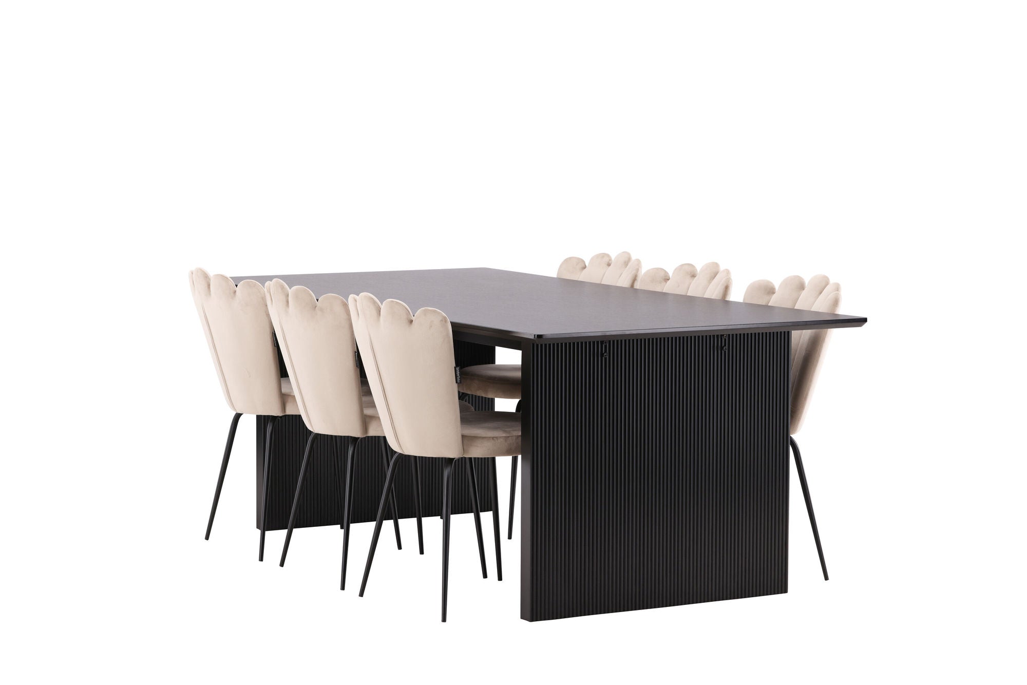 Venture Home Vail spisebord - Black / Smoked Black MDF +Limhamn Light stol - Black / Beige Velvet _6