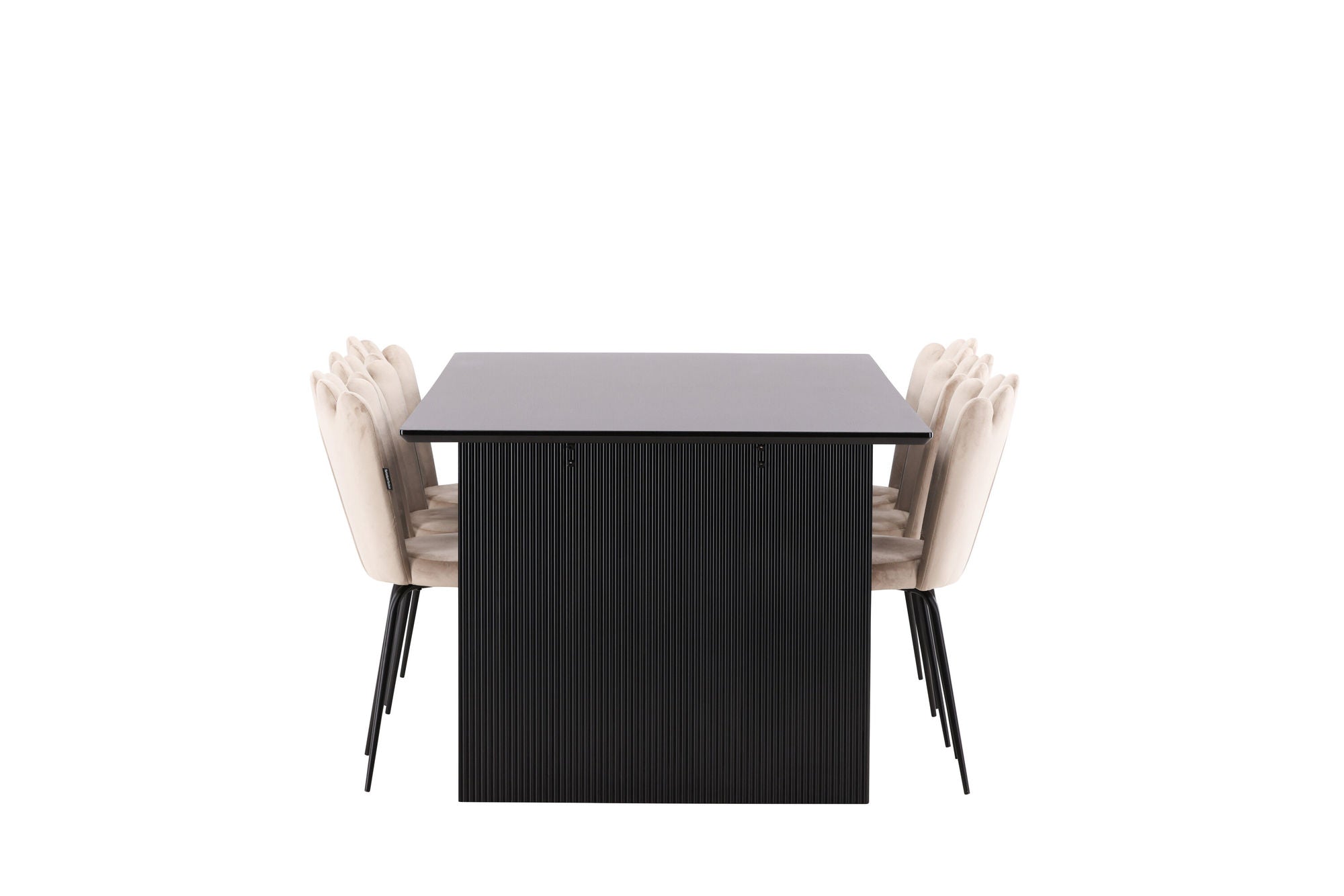 Venture Home Vail spisebord - Black / Smoked Black MDF +Limhamn Light stol - Black / Beige Velvet _6