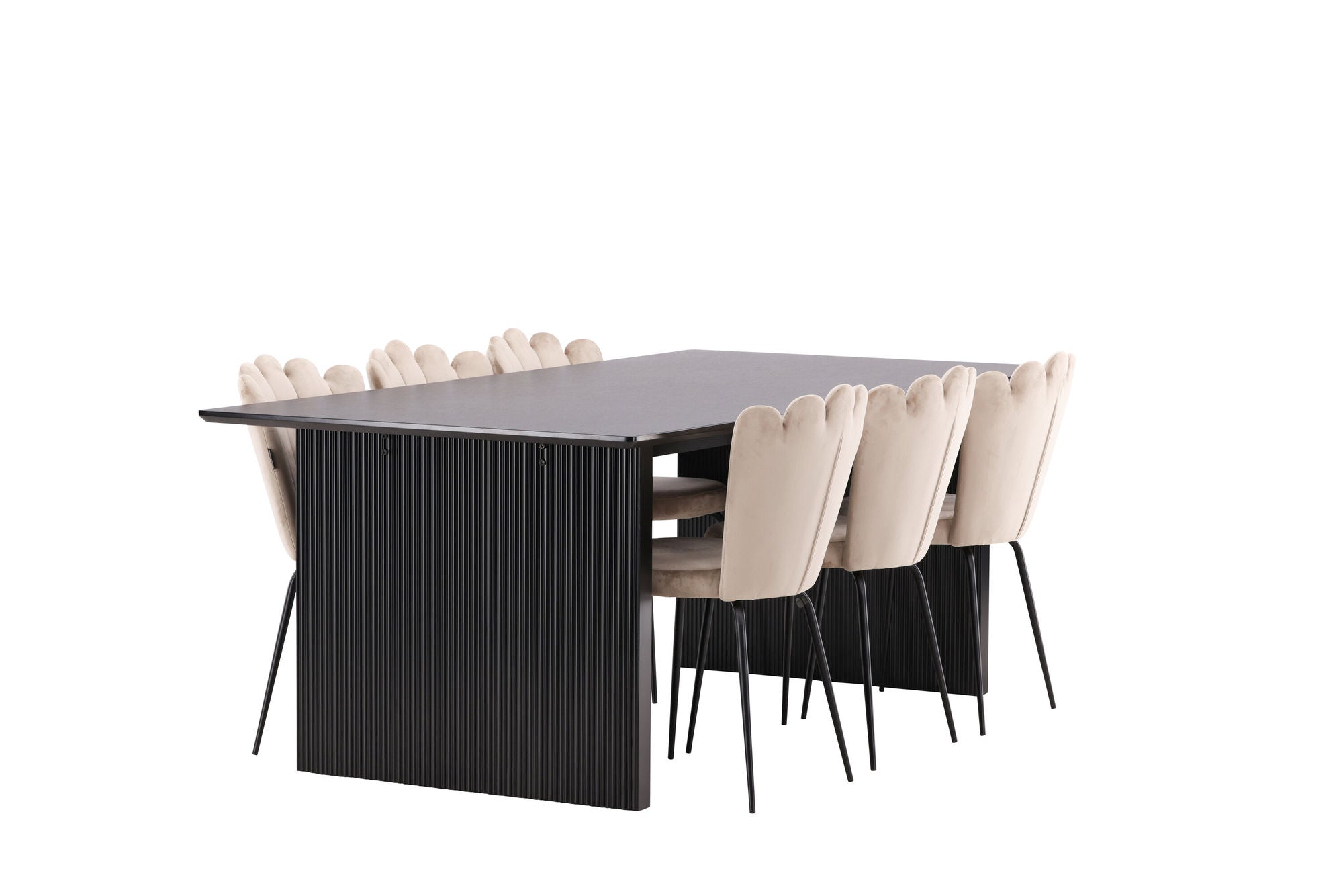 Venture Home Vail spisebord - Black / Smoked Black MDF +Limhamn Light stol - Black / Beige Velvet _6