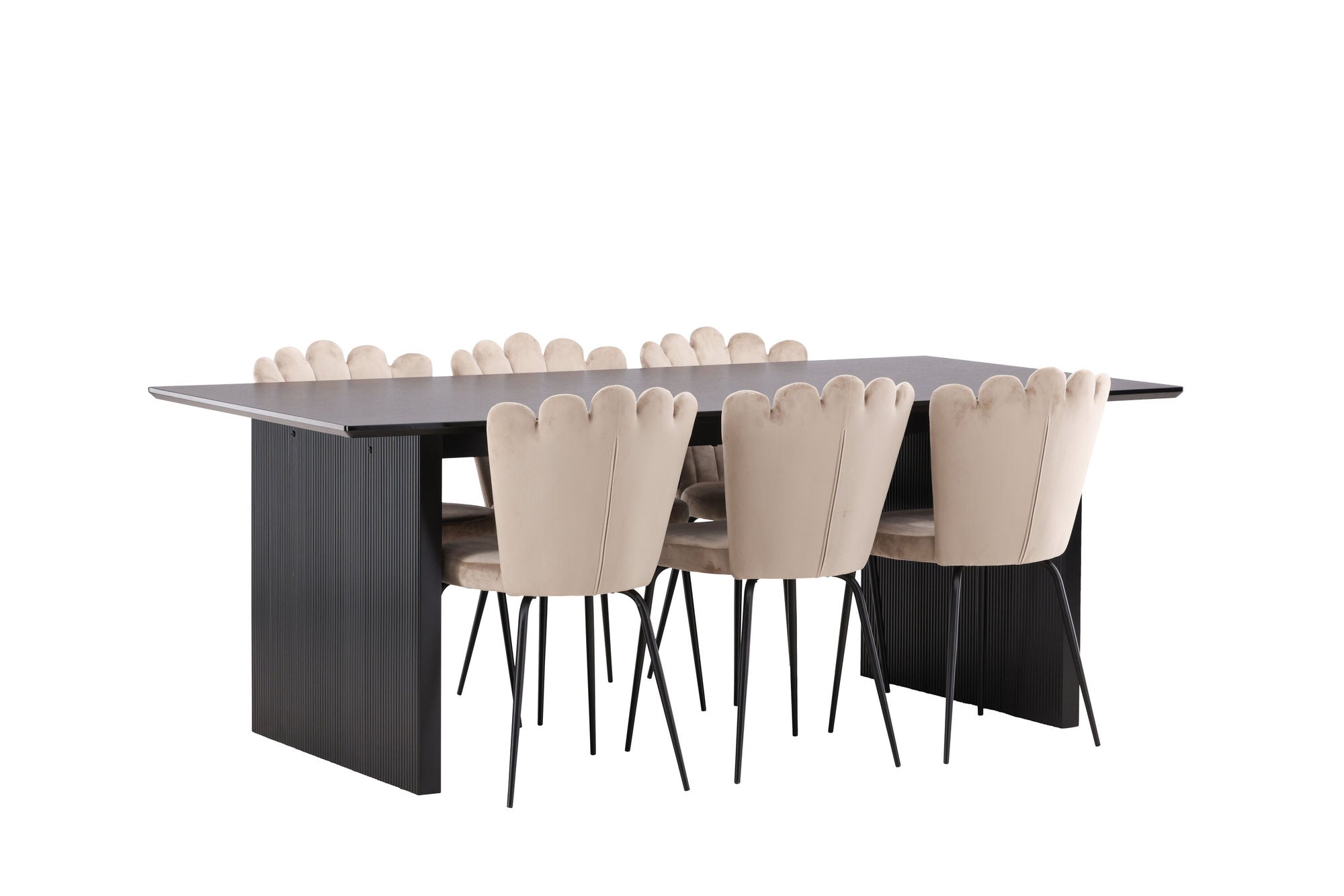 Venture Home Vail spisebord - Black / Smoked Black MDF +Limhamn Light stol - Black / Beige Velvet _6