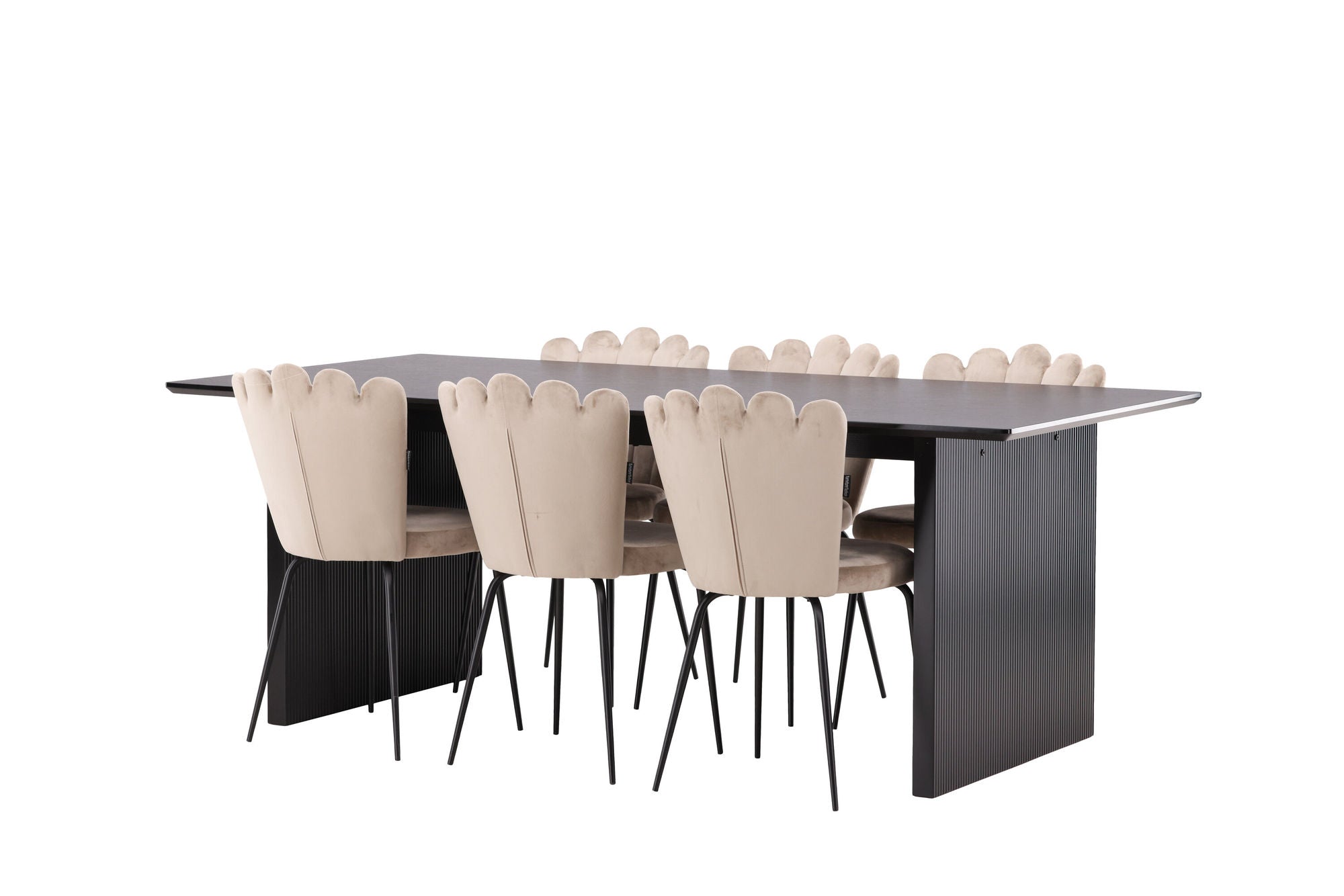 Venture Home Vail spisebord - Black / Smoked Black MDF +Limhamn Light stol - Black / Beige Velvet _6