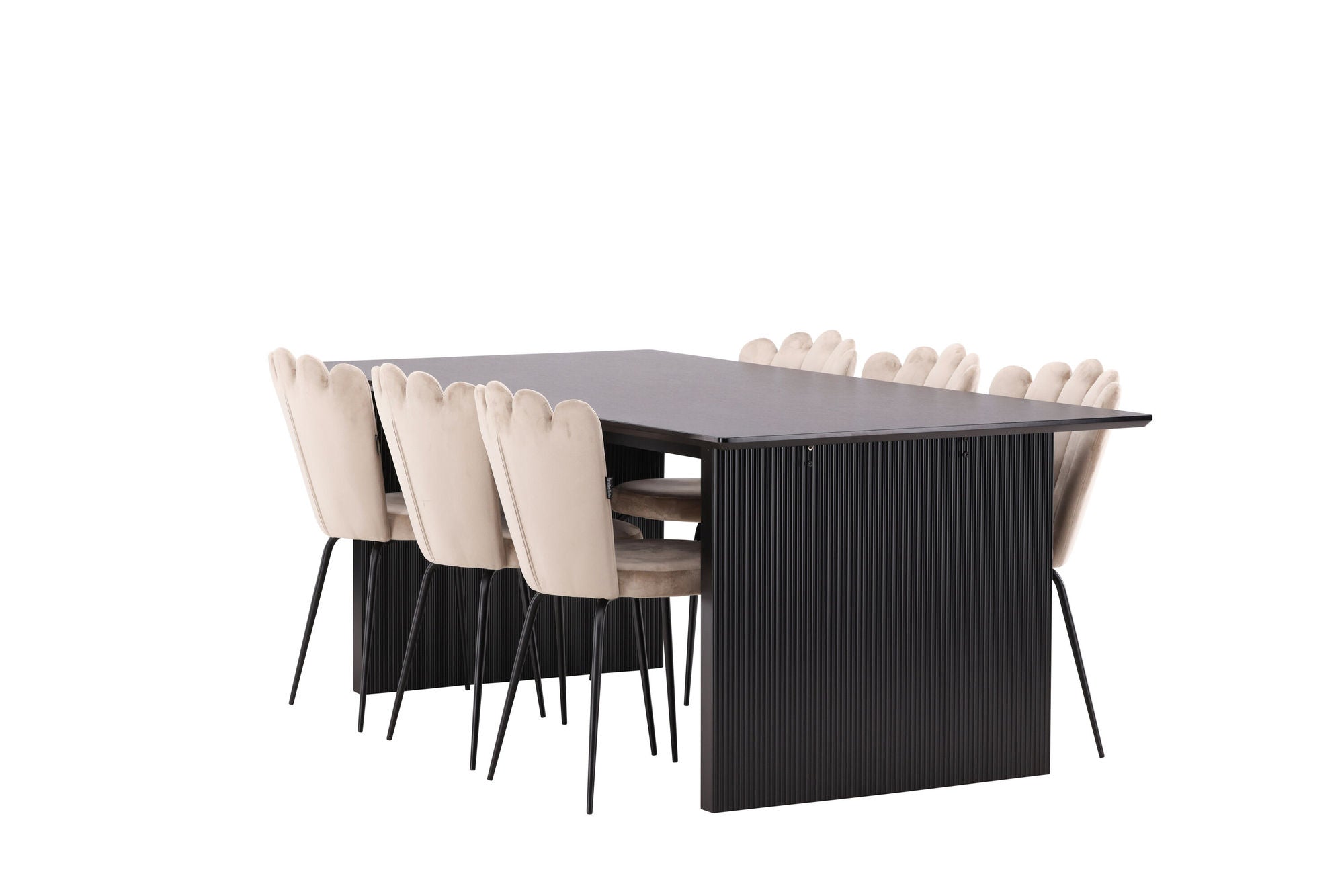 Venture Home Vail spisebord - Black / Smoked Black MDF +Limhamn Light stol - Black / Beige Velvet _6