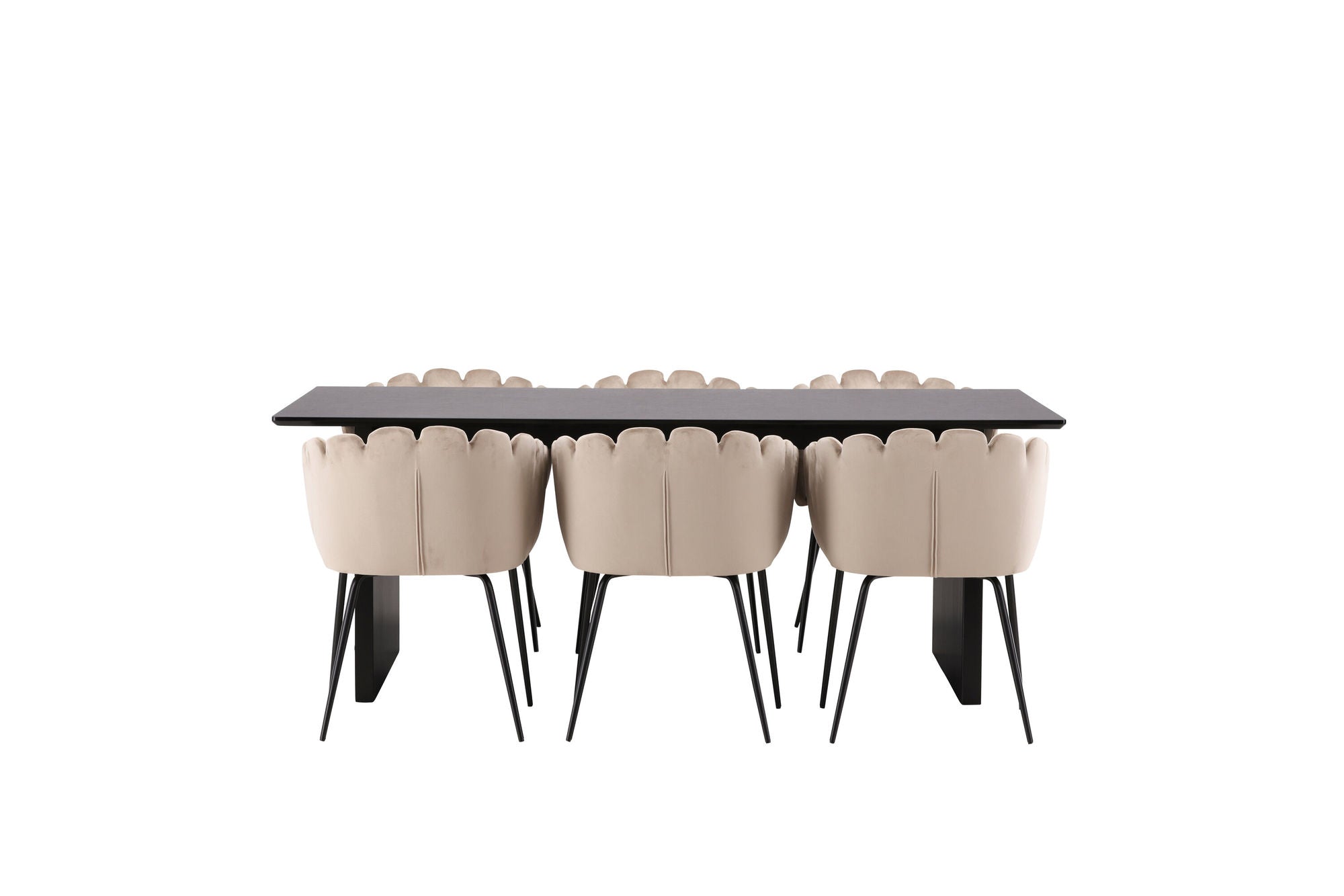 Venture Home Vail spisebord - Black / Smoked Black MDF +Limhamn stol - Black / Beige Velvet _6