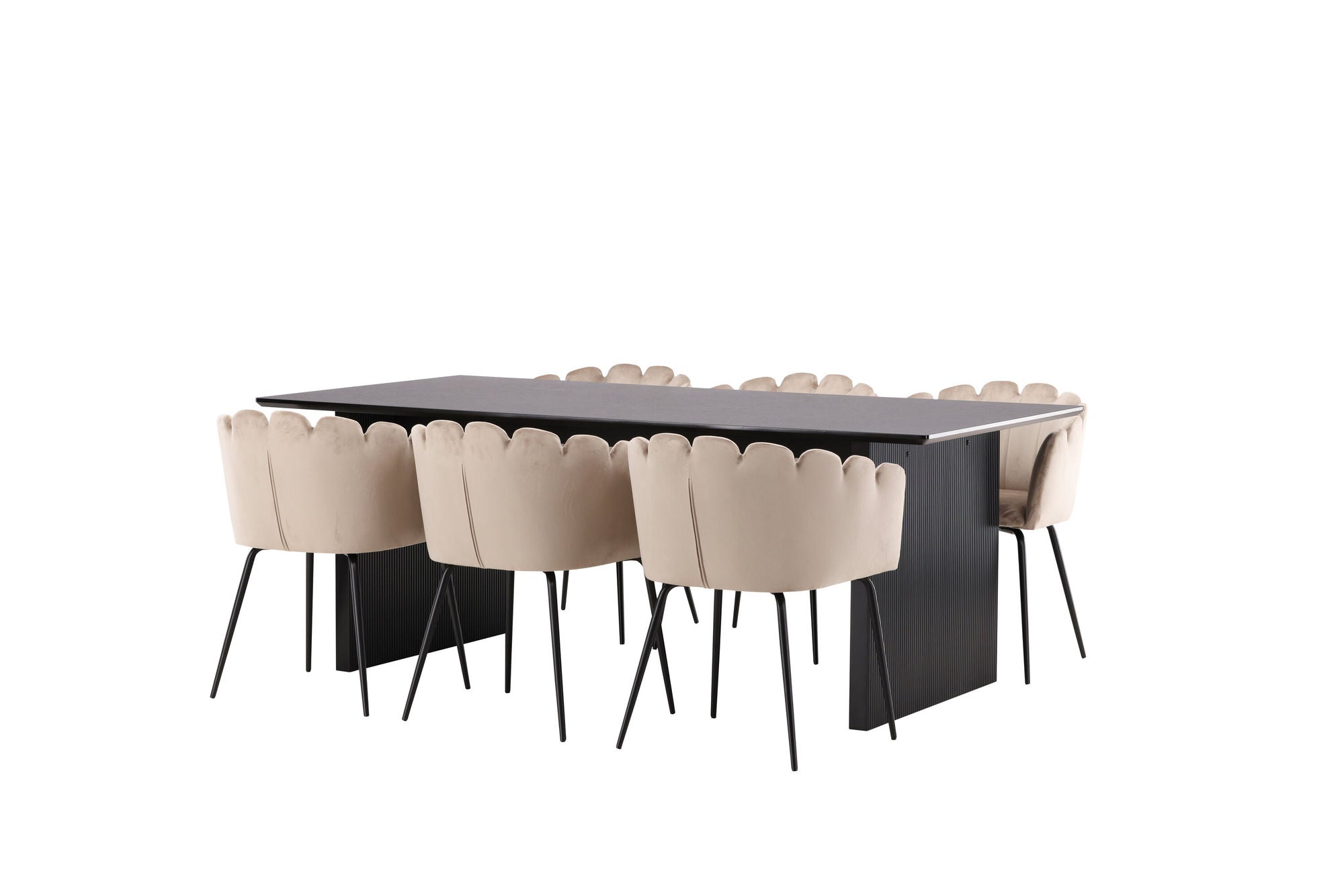 Venture Home Vail spisebord - Black / Smoked Black MDF +Limhamn stol - Black / Beige Velvet _6