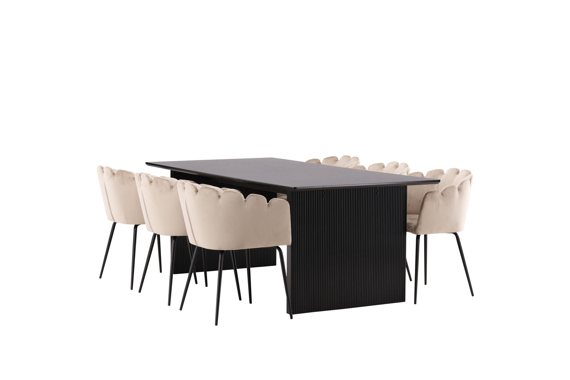 Venture Home Vail spisebord - Black / Smoked Black MDF +Limhamn stol - Black / Beige Velvet _6