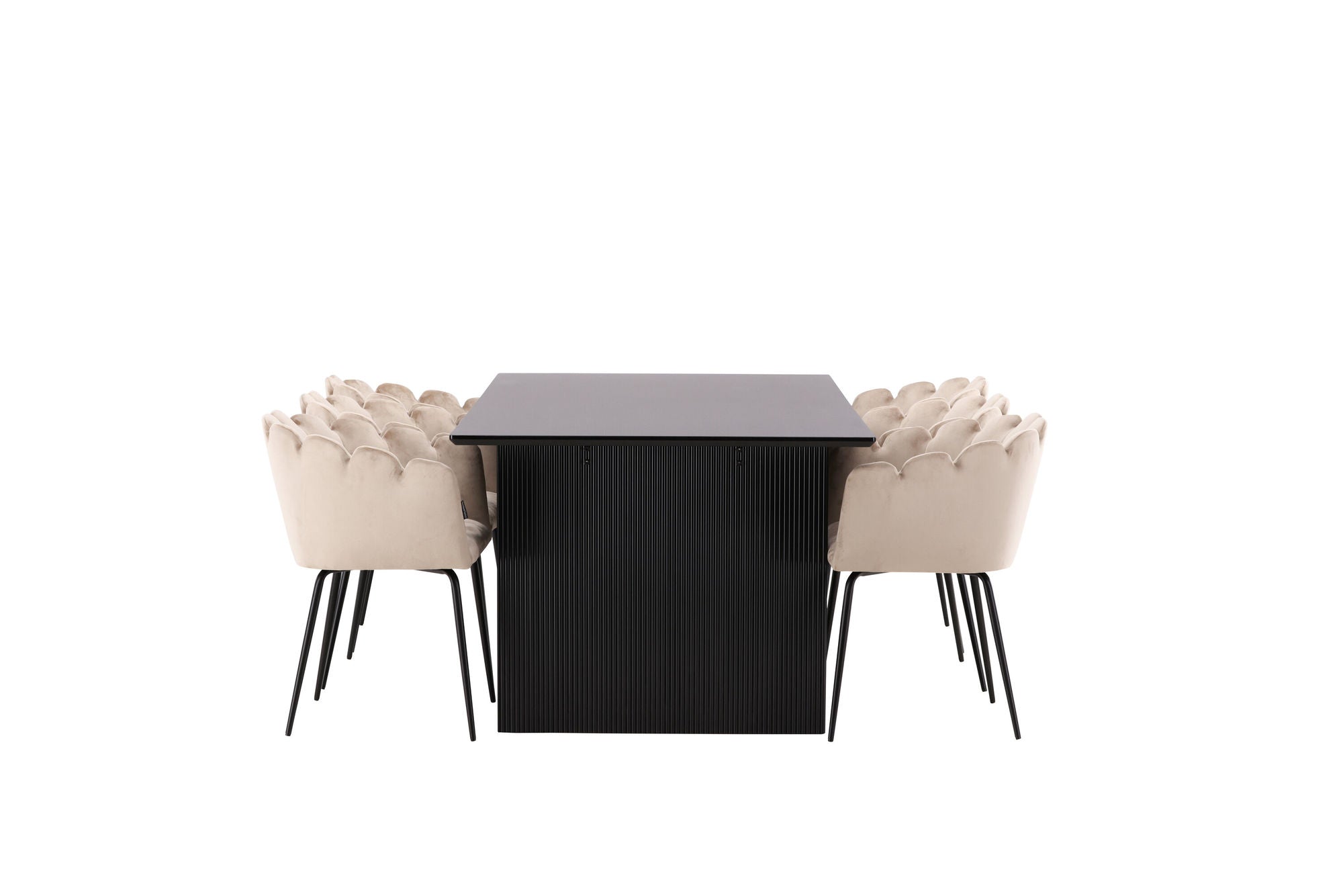 Venture Home Vail spisebord - Black / Smoked Black MDF +Limhamn stol - Black / Beige Velvet _6